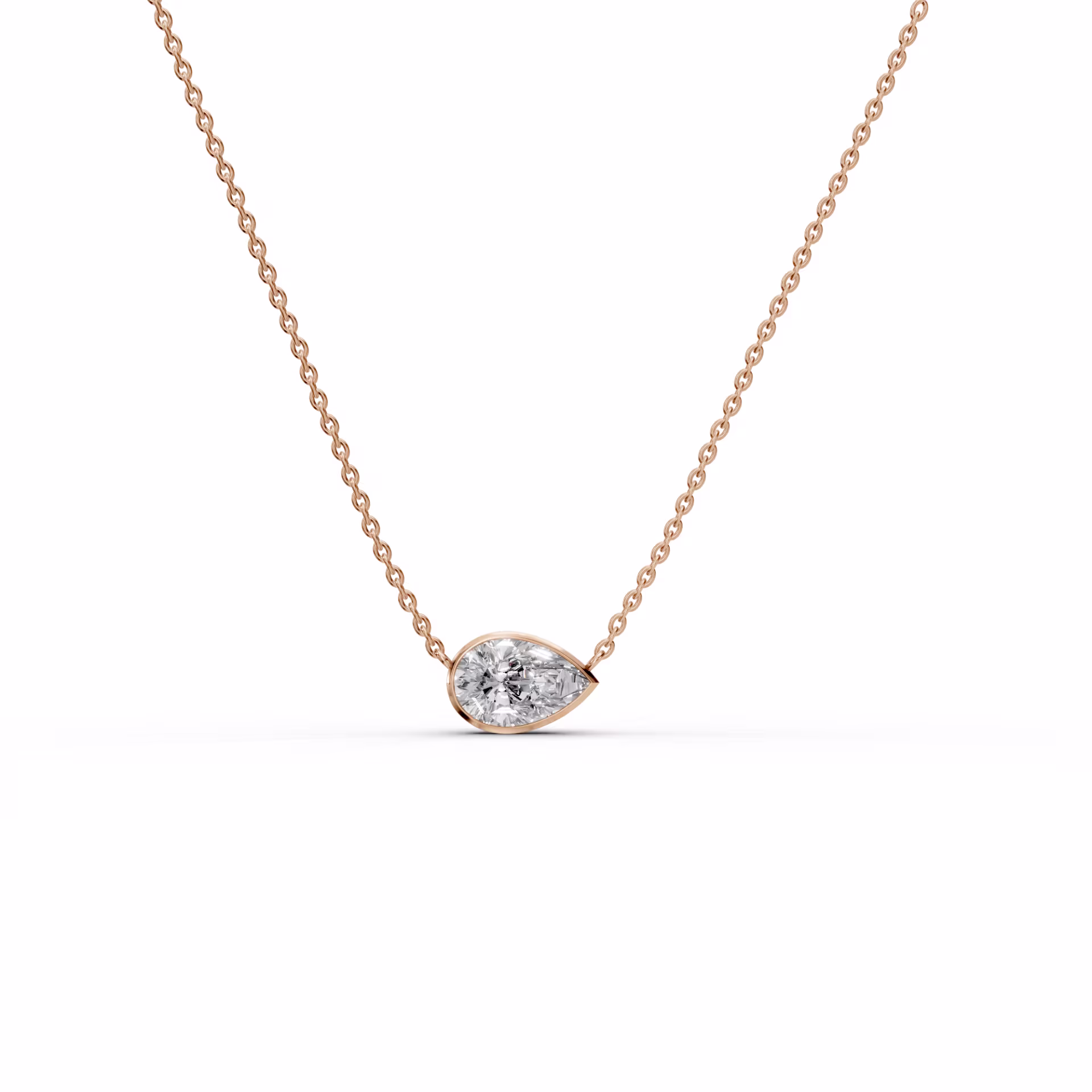 Hand Selected 1.5 ctw Diamonds 1.5ctw Single Bezel Set Pear Diamond Pendant in 14k Rose Gold in 14k Rose Gold (Main View)