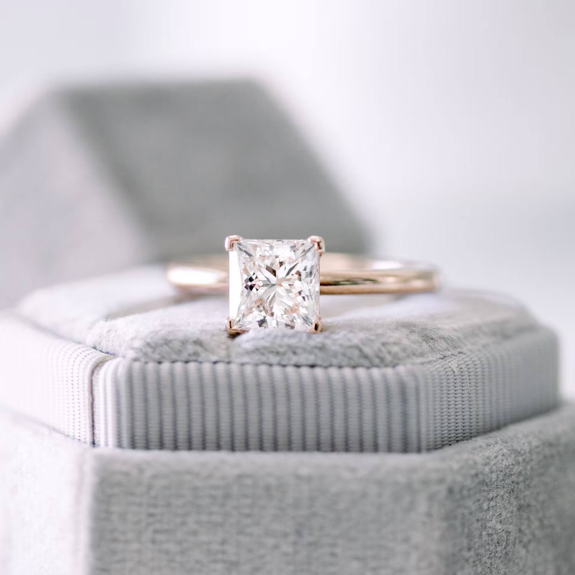 rose gold princess cut solitaire engagement ring