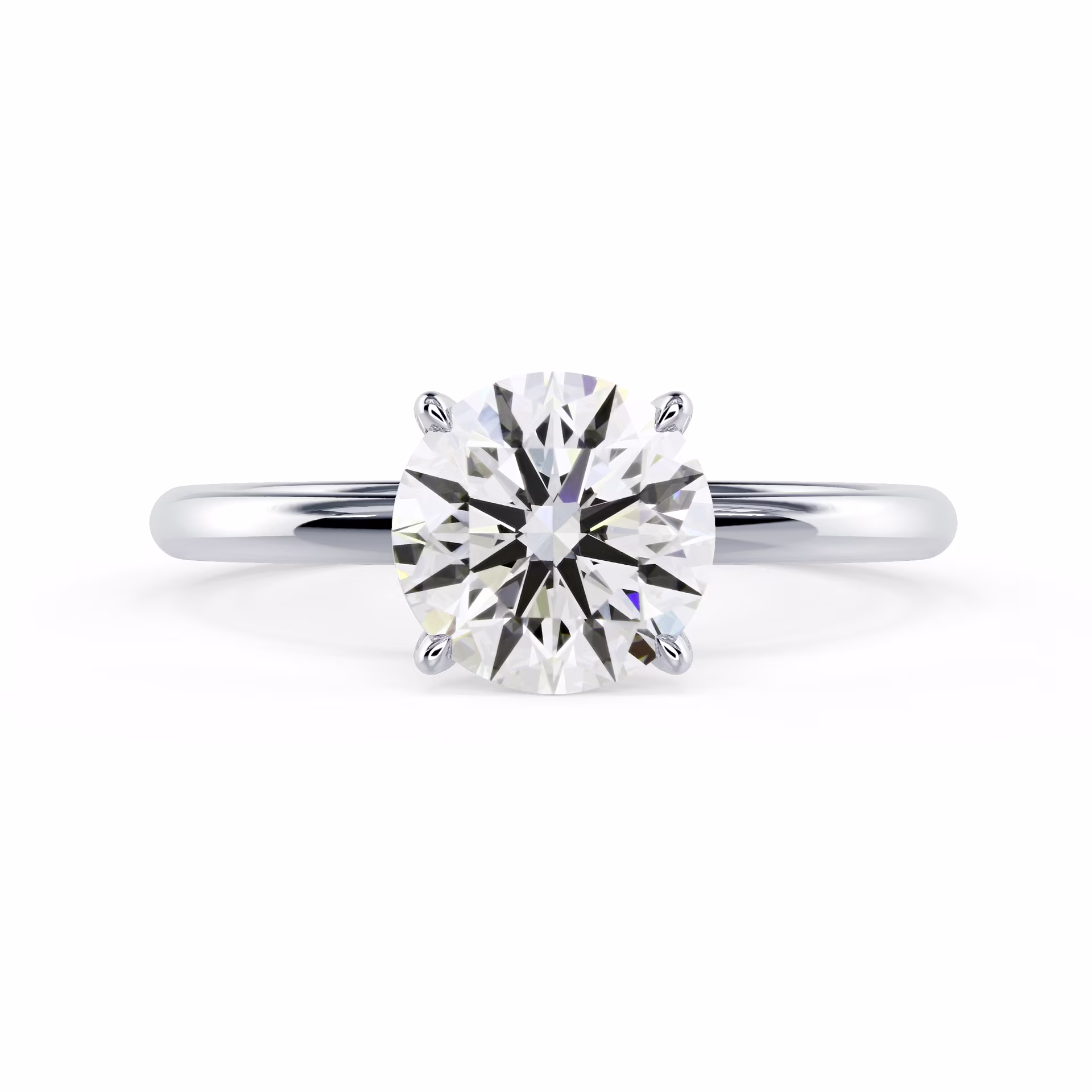 1.75 carat Round Lab-Created Diamond in Classic Four-Prong Solitaire Engagement Ring, 18k White Gold