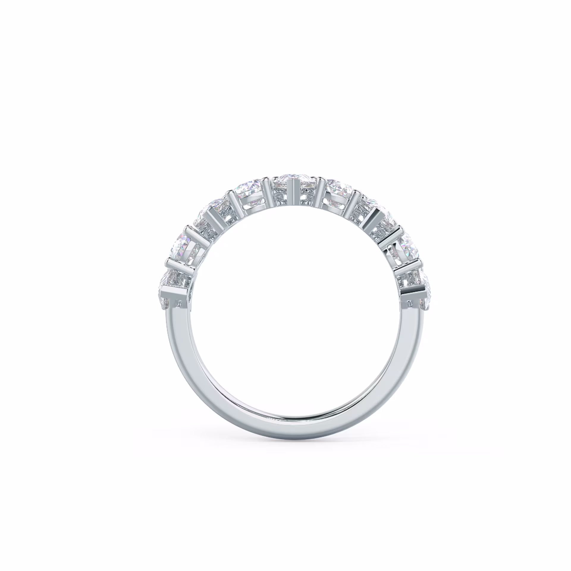 High Quality 1.8 Carat Lab Created Diamonds Pear Alternating Half Band in 18kt White Gold (Profile View)