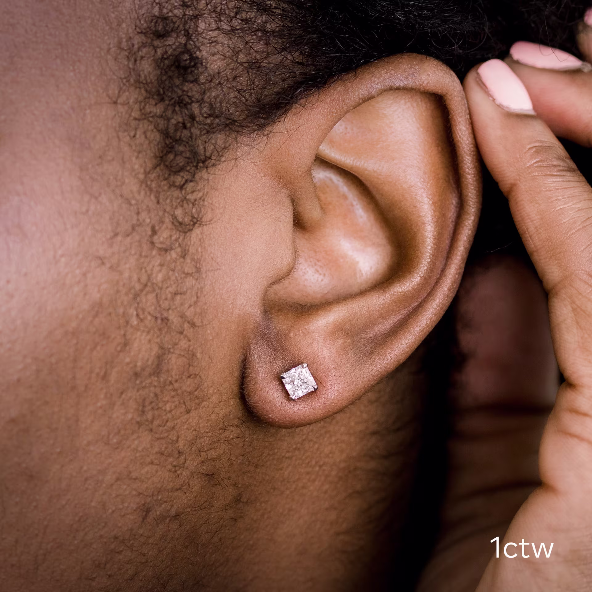 white gold 1 carat lab diamond radiant cut stud earrings ada diamonds design ad 293 on model