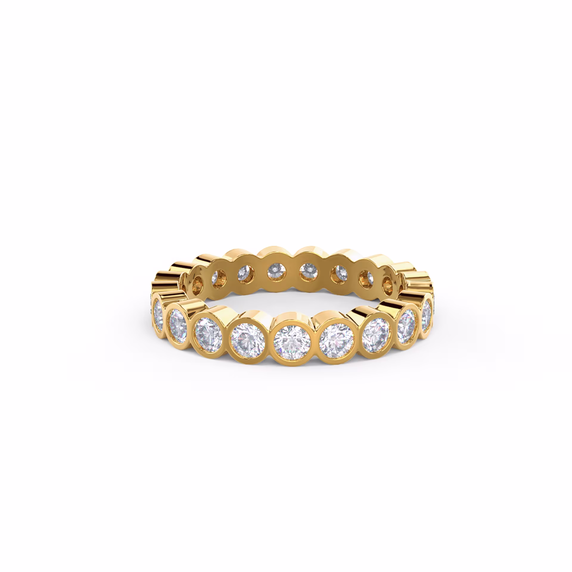 1.0 ct Round Created Diamonds Bezel Set Round Diamond Eternity Band in 14k Yellow Gold (Main View)