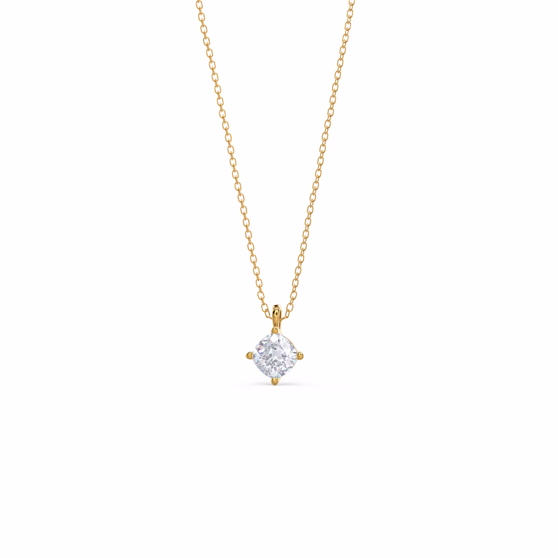 14k Yellow Gold Classic Cushion Pendant featuring Hand Selected 1.0 ct Lab Diamonds