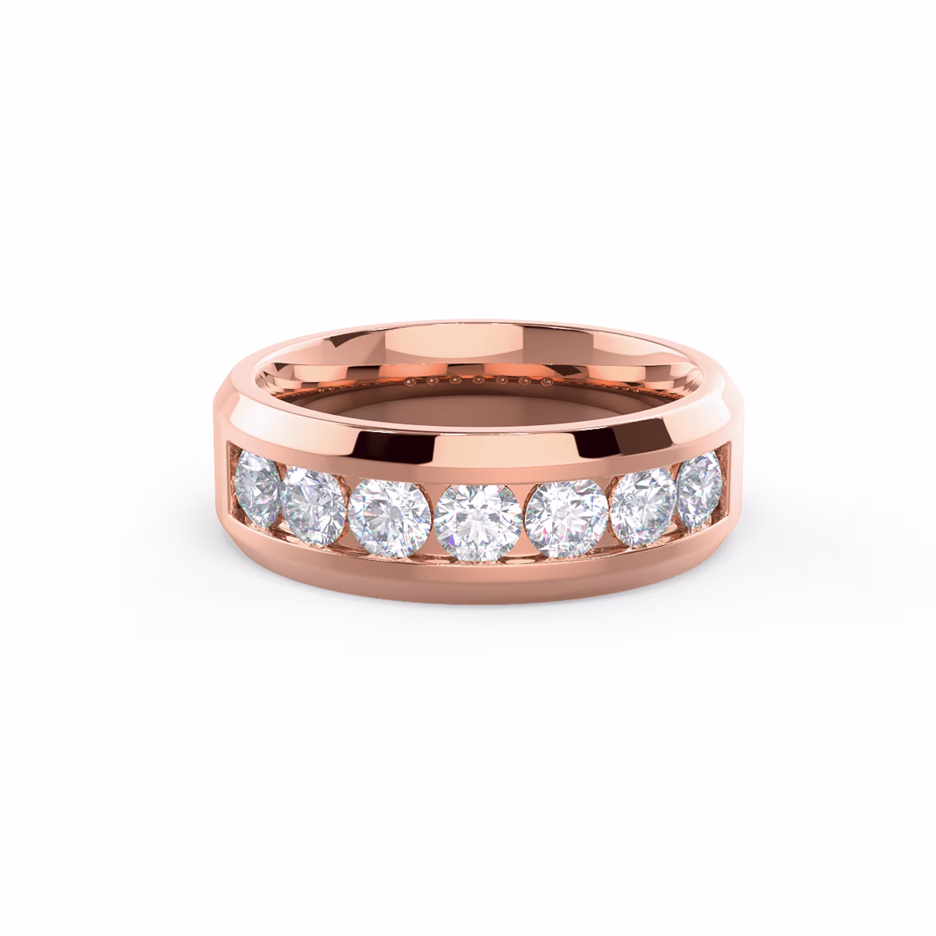 1.4 ctw Lab Diamonds Matte Beveled Channel Round Seven Stone in 14k Rose Gold (Main View)