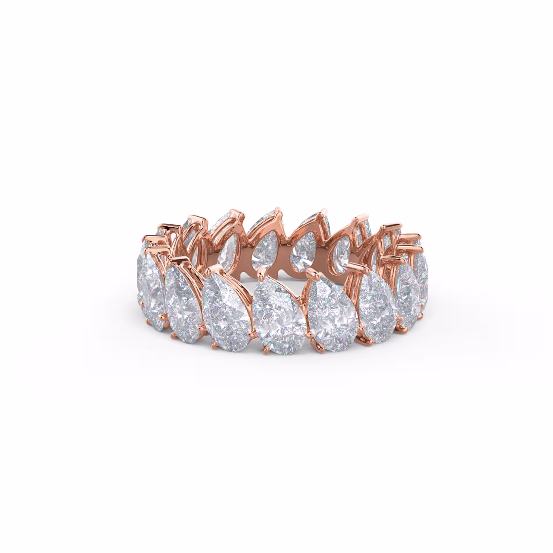 5.0 Carat Diamonds set in 14k Rose Gold Pear Angled Eternity Band (Main View)