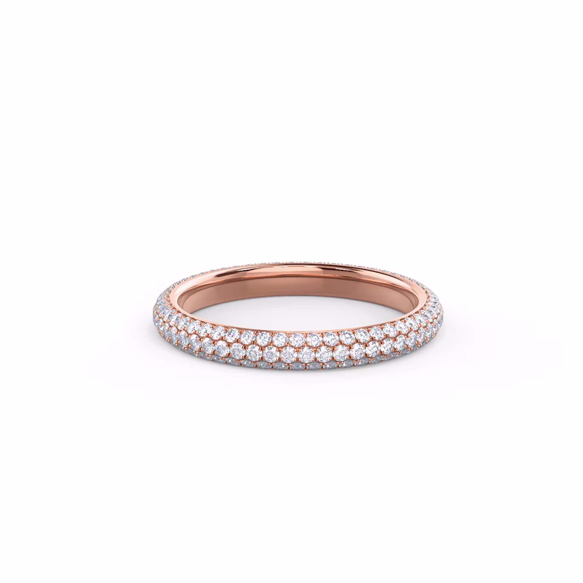 Hand Selected 0.8 ct Round Lab Diamonds Three Sided Pavé Eternity Band in 14k Rose Gold (Main View)