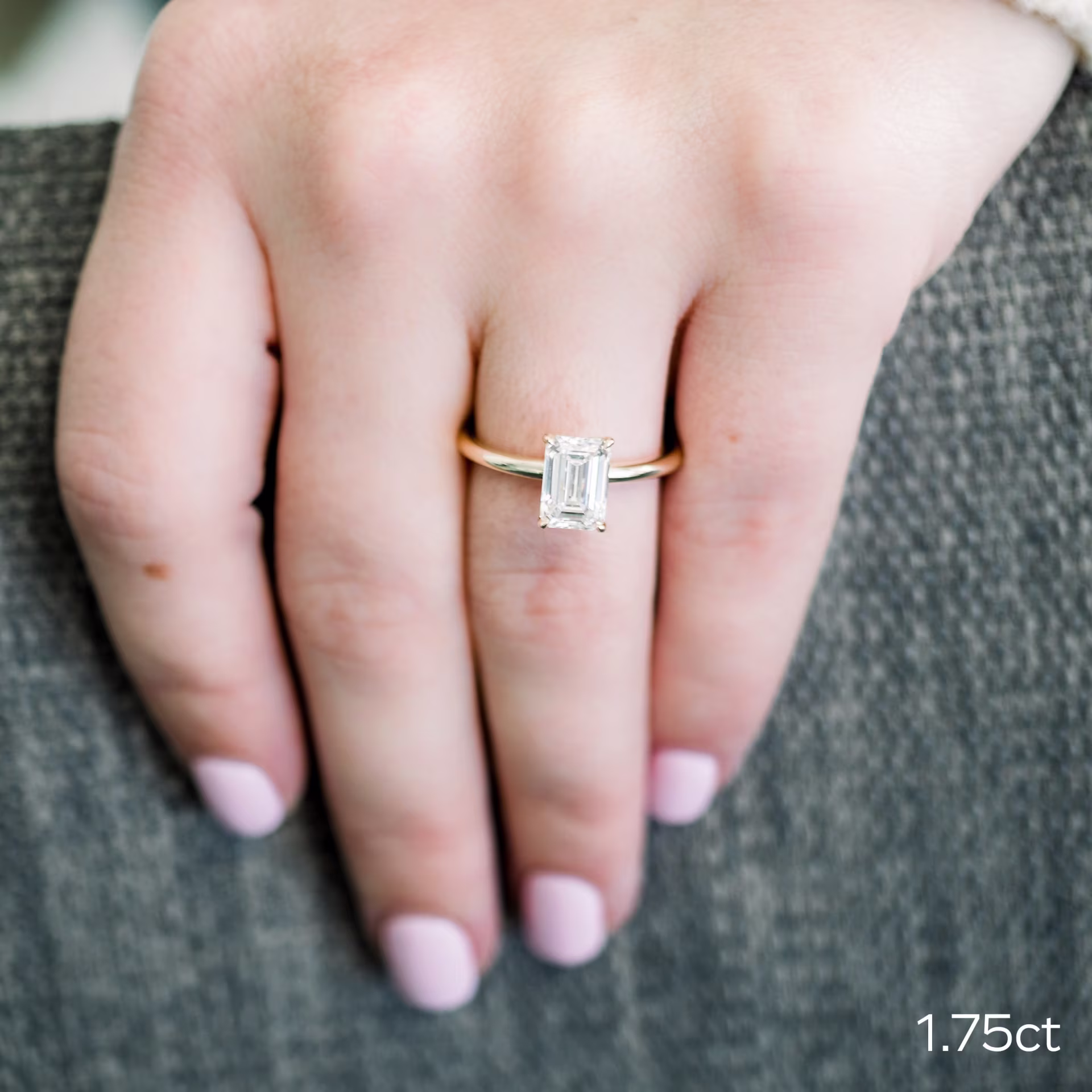 1.75 Carat Lab Grown Diamonds set in 14k Yellow Gold Floral Basket Solitaire Diamond Engagement Ring (Main View)