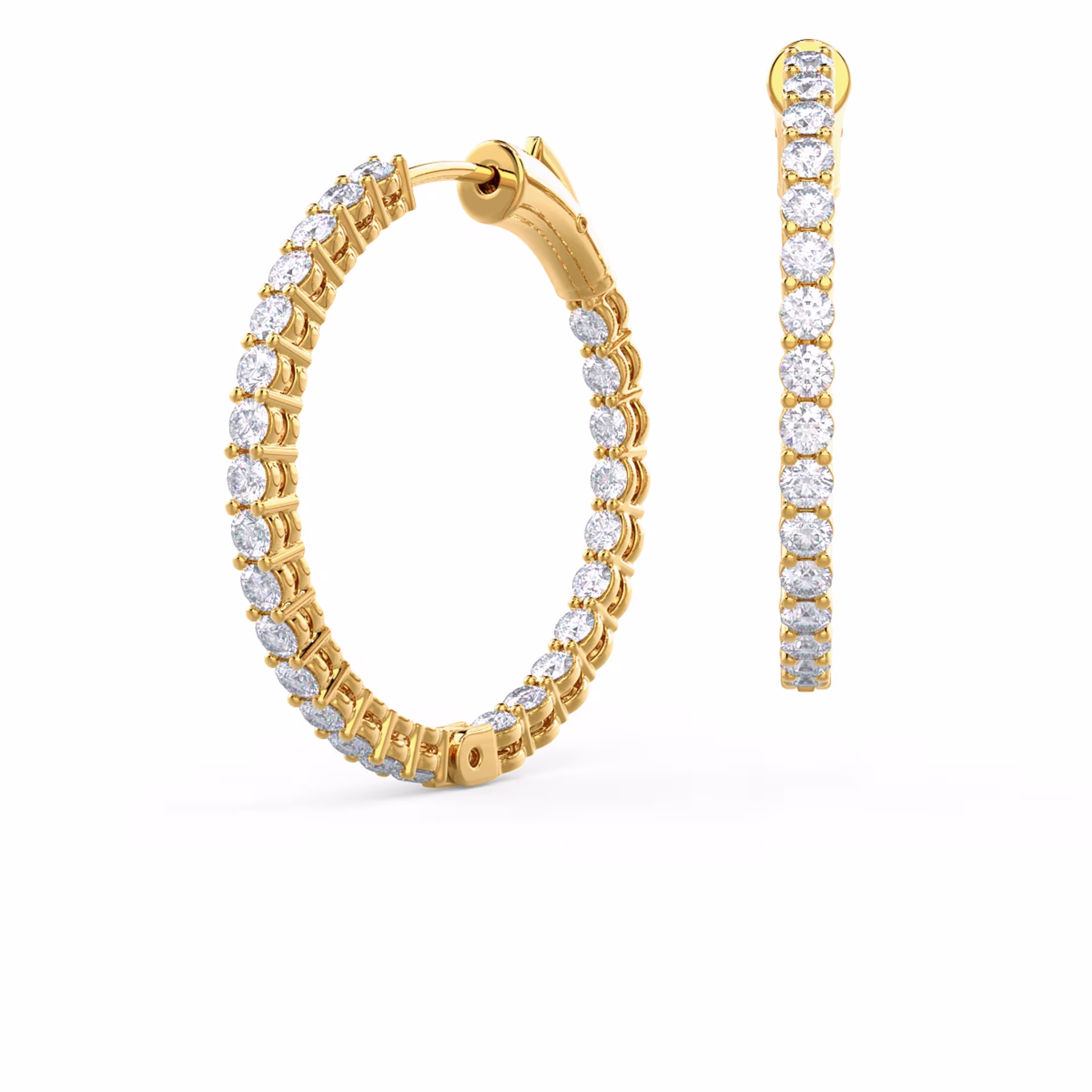 1.5 ct Round Diamonds Prong-Set Inside Out Hoop Earrings in Yellow Gold (Main View)