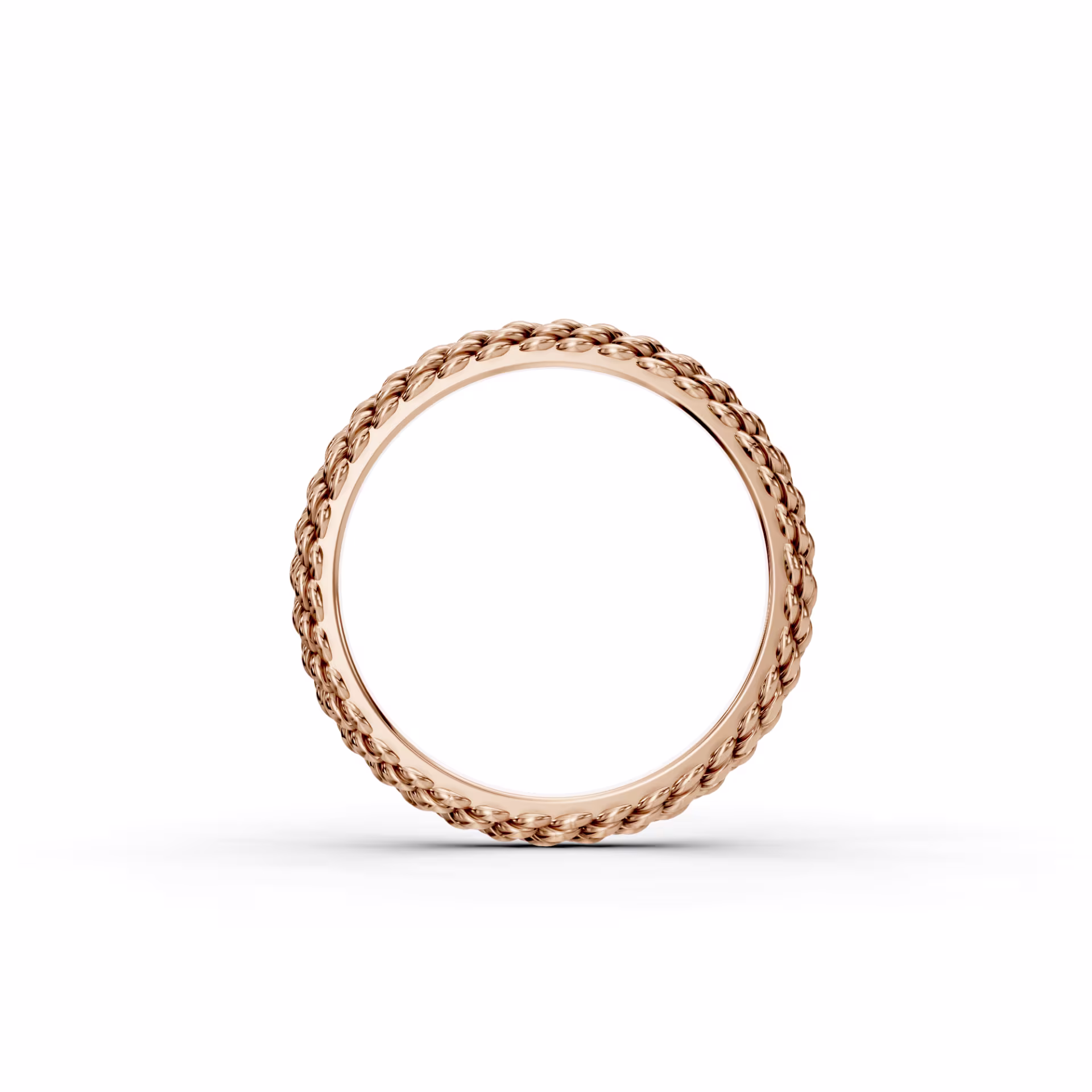 braided rose gold metal eternity band ada diamonds (profile view)