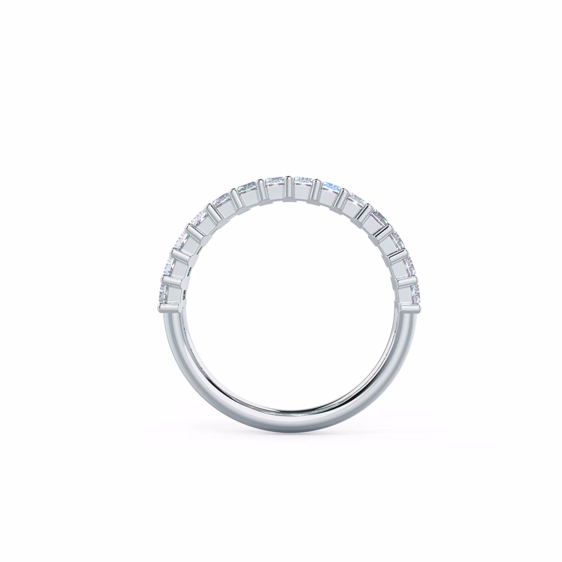 1.4 Carat Lab Diamonds Baguette Diamond Half Eternity Band in White Gold (Profile View)