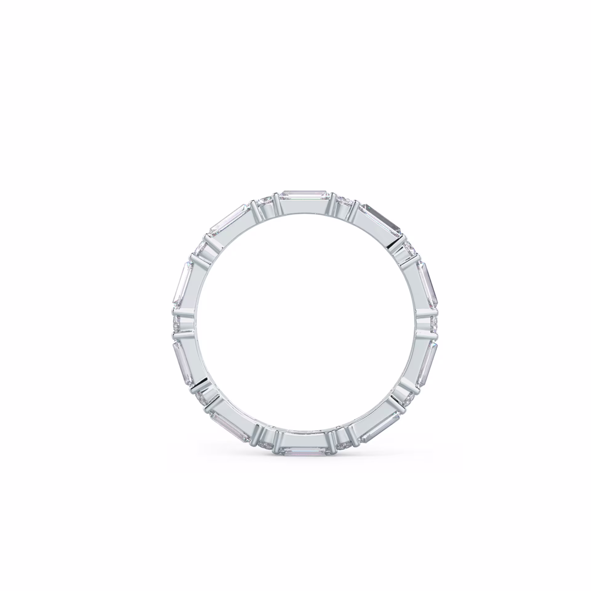 1.3 ctw Lab Diamonds Baguette and Round Eternity Band in 18k White Gold (Profile View)
