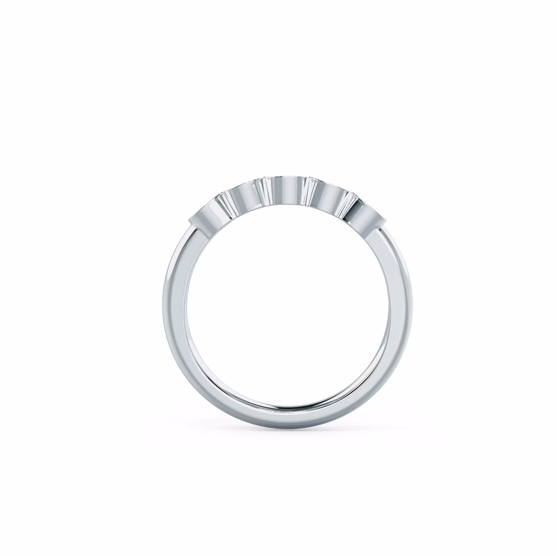 0.7 Carat Round Lab Diamonds Bezel Five Stone in 18kt White Gold (Profile View)