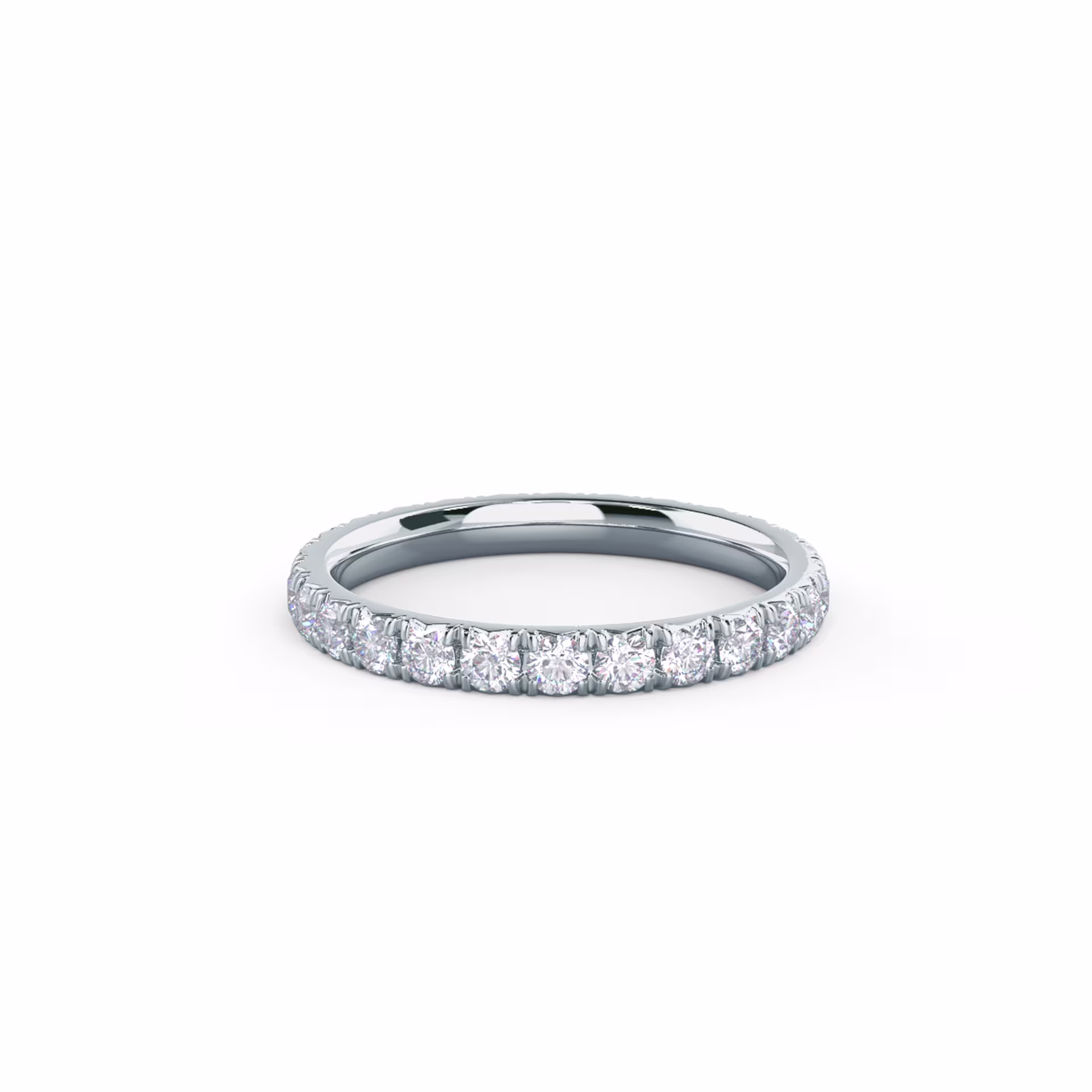 1.0 ctw Round Diamonds French Pavé Eternity Band in 18k White Gold (Main View)