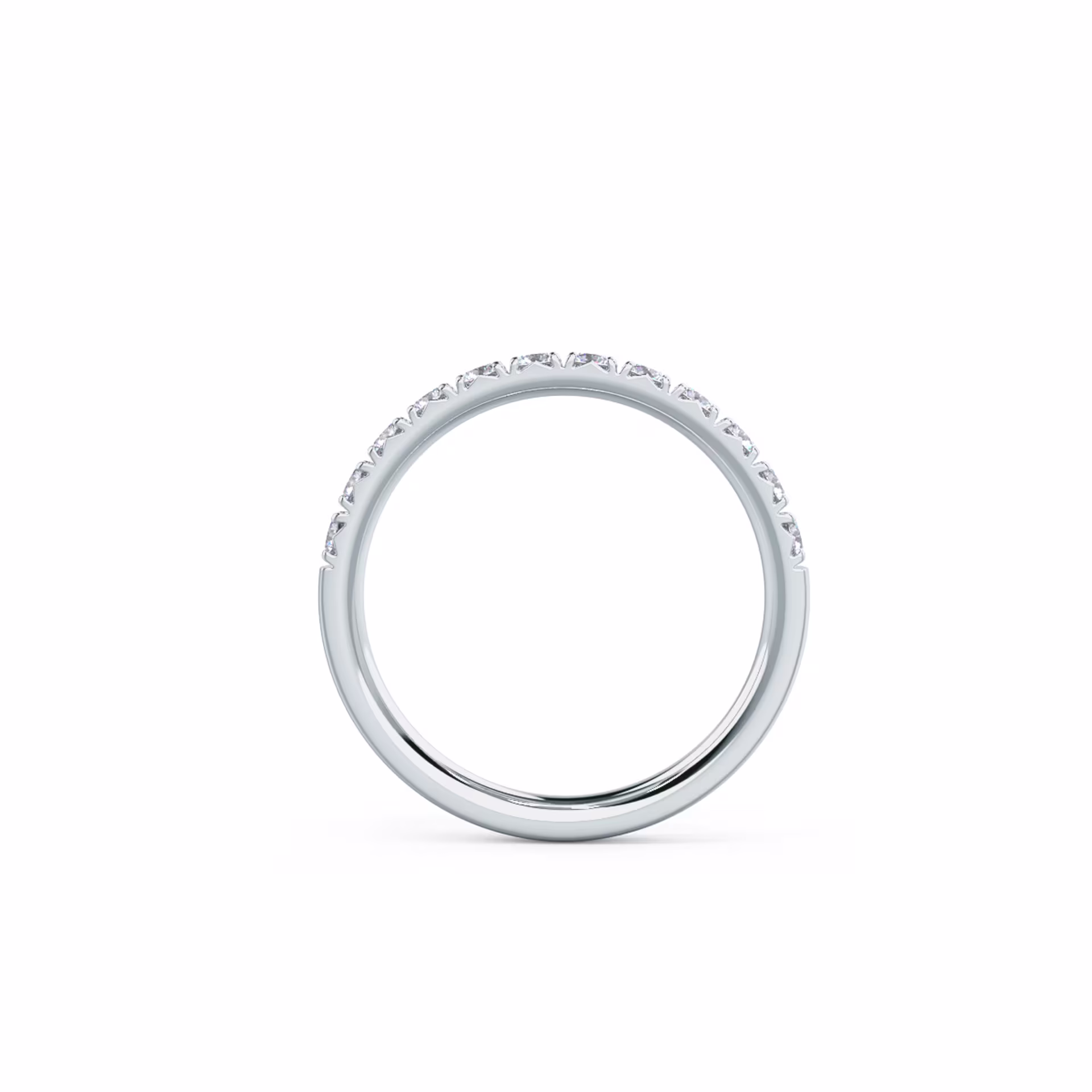 0.5 ctw Round Lab Grown Diamonds French Pavé Half Band in 18k White Gold (Profile View)