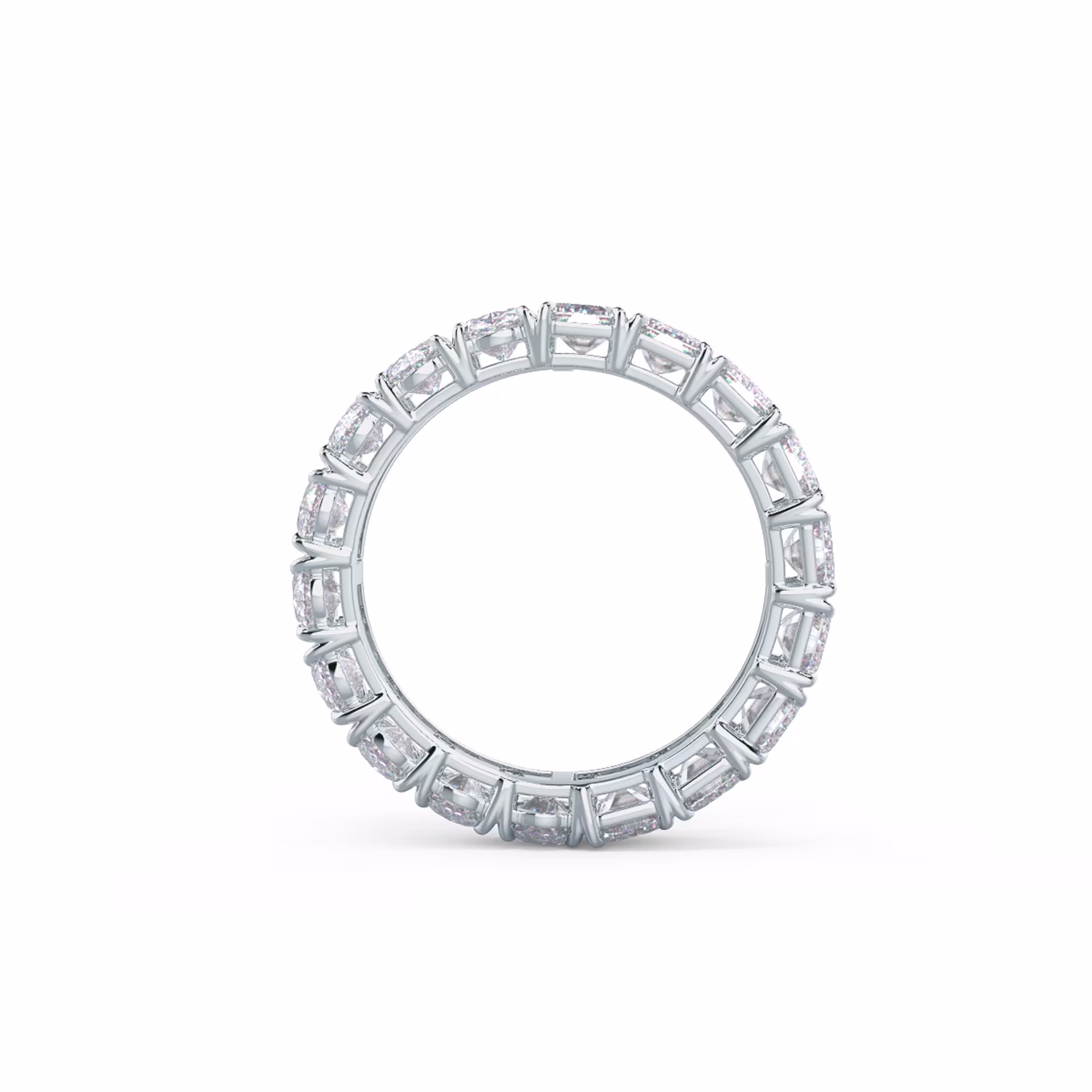 18kt White Gold Half and Half Band featuring Hand Selected 6.3 Carat Synthetic Diamonds (Profile View)