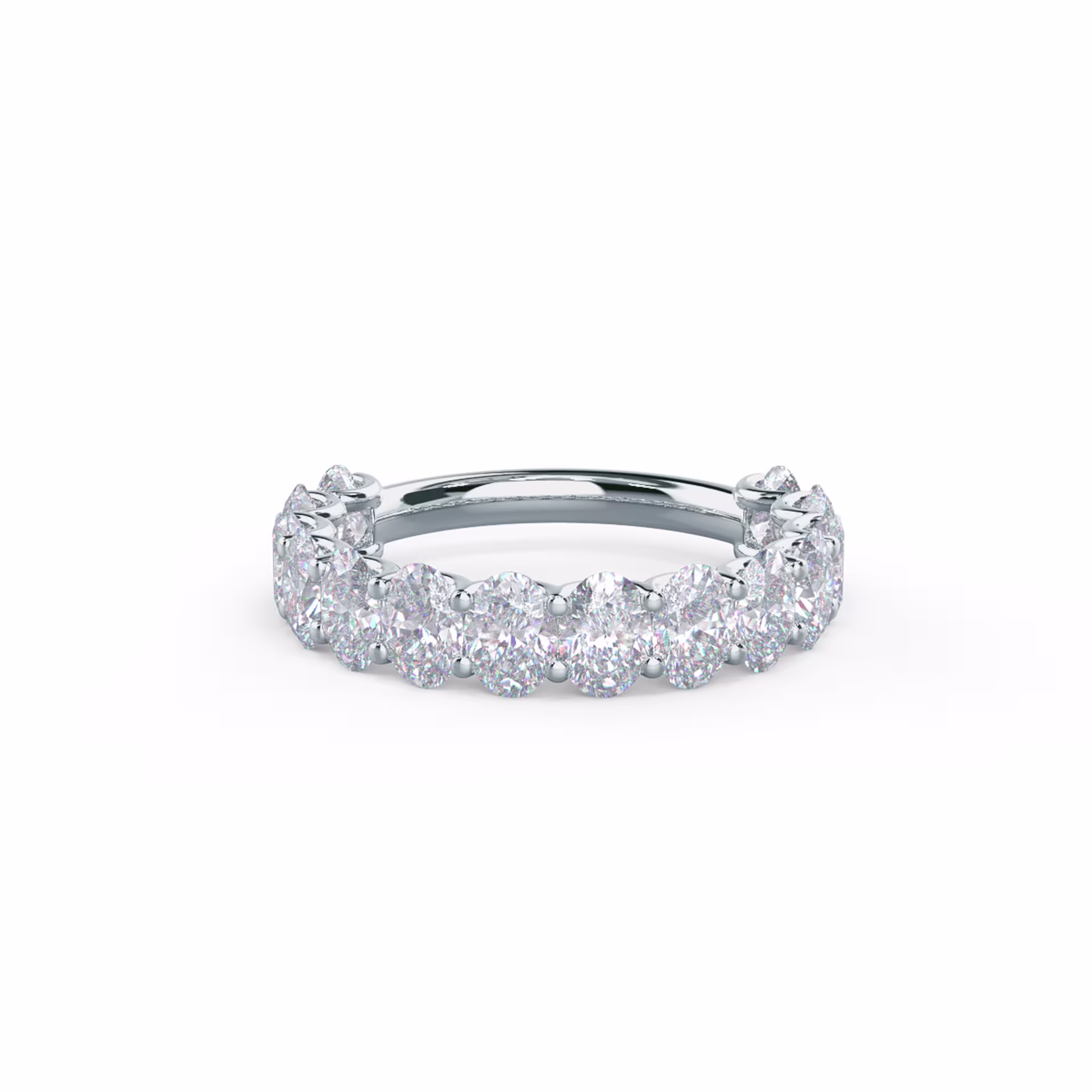 18 Karat White Gold Oval French U Three Quarter Band featuring 2.85 ct Lab Diamonds (Main View)