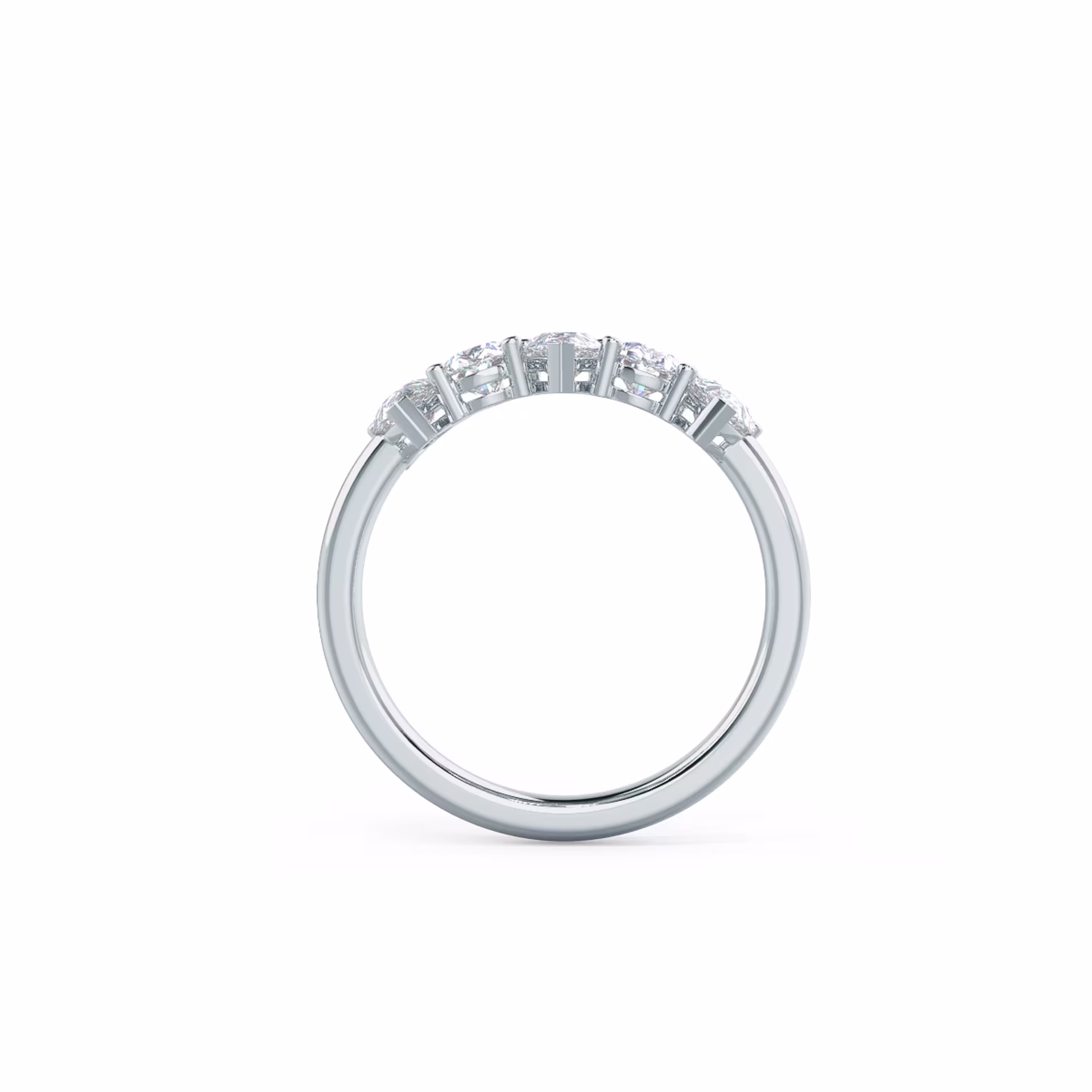 1.5 ct Diamonds set in 18k White Gold Pear Alternating Five Stone (Profile View)