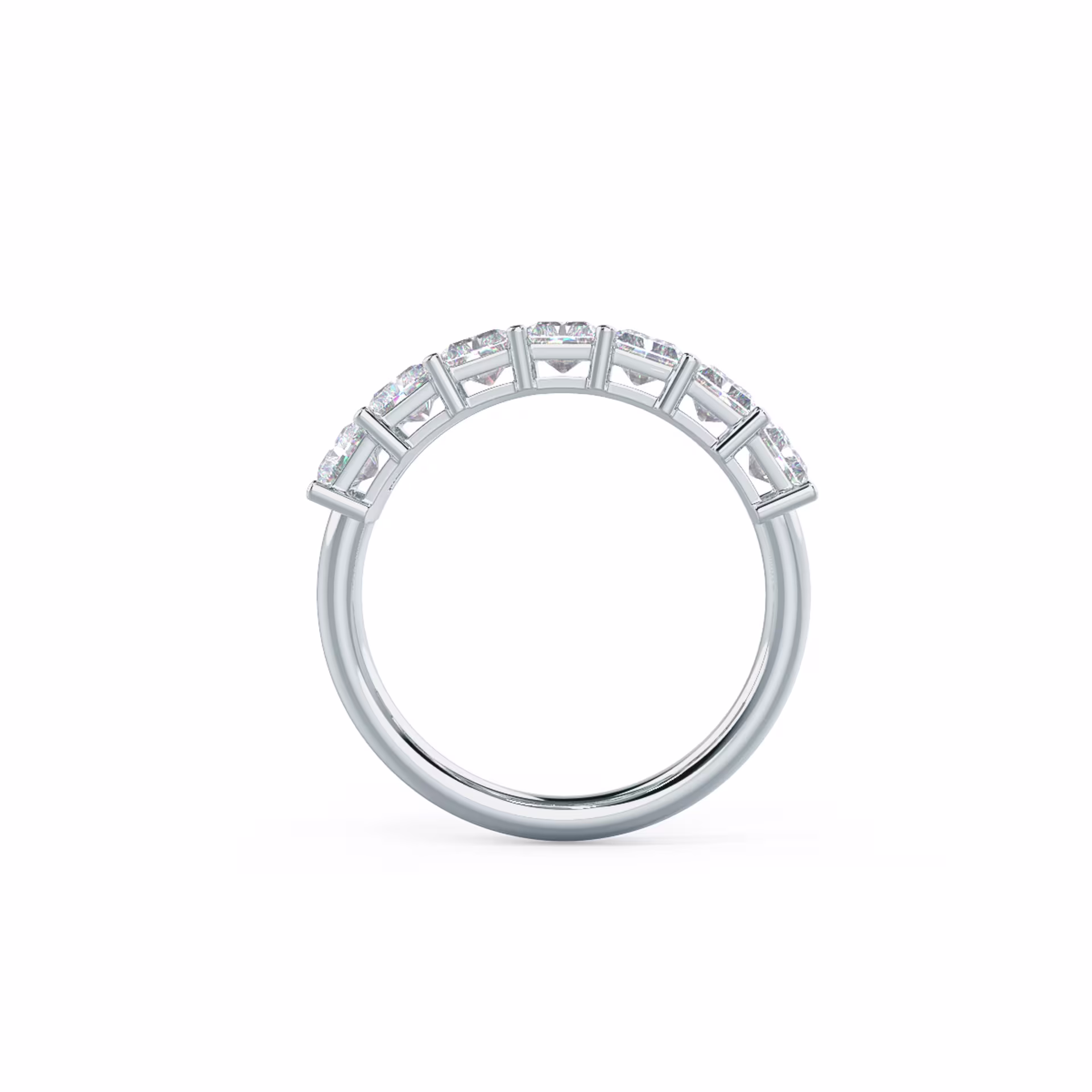 2.0 ct Lab Created Diamonds Radiant Seven Stone in 18k White Gold (Profile View)