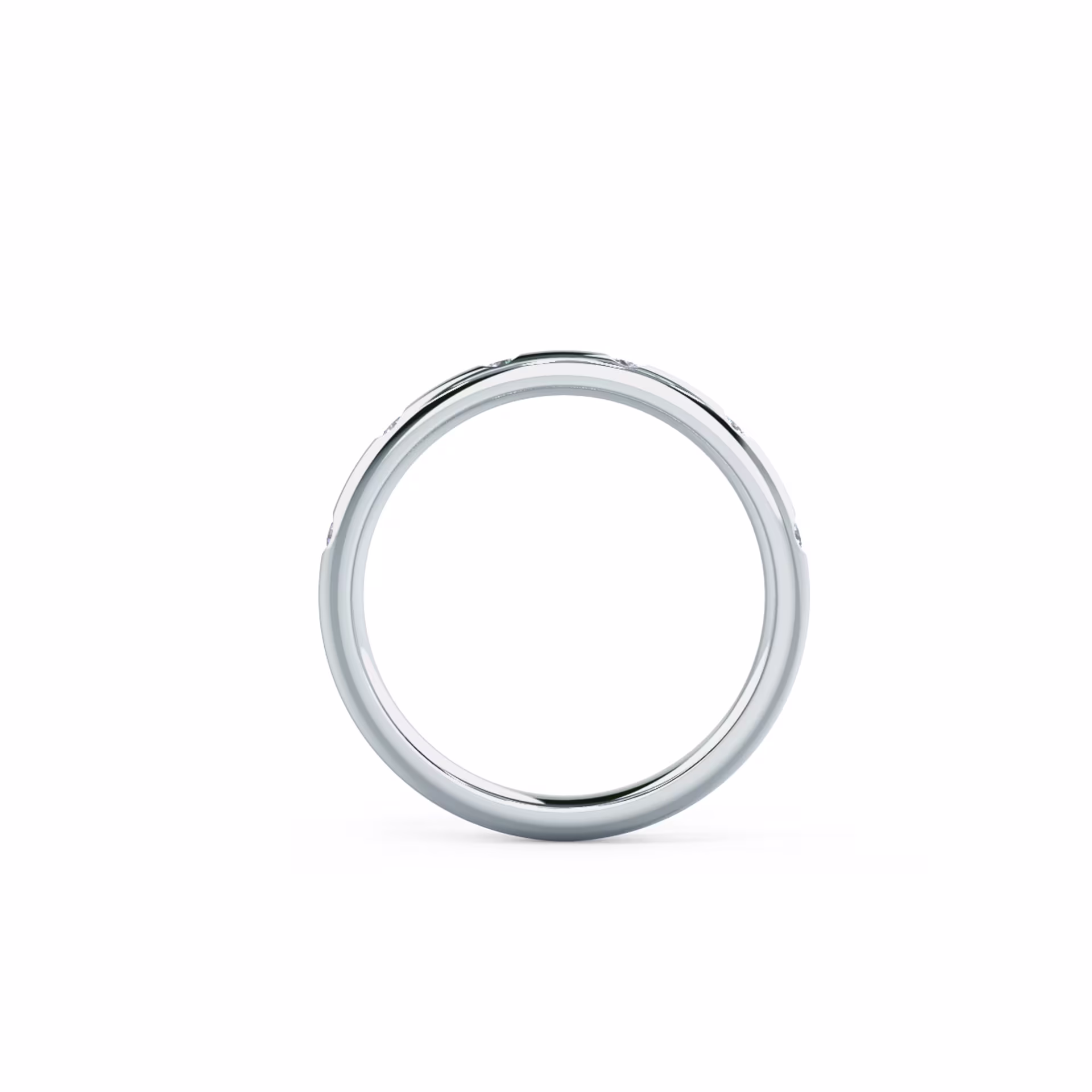 Exceptional Quality 0.15 ct Diamonds set in 18k White Gold Rounded Flush Set Half Band (Profile View)