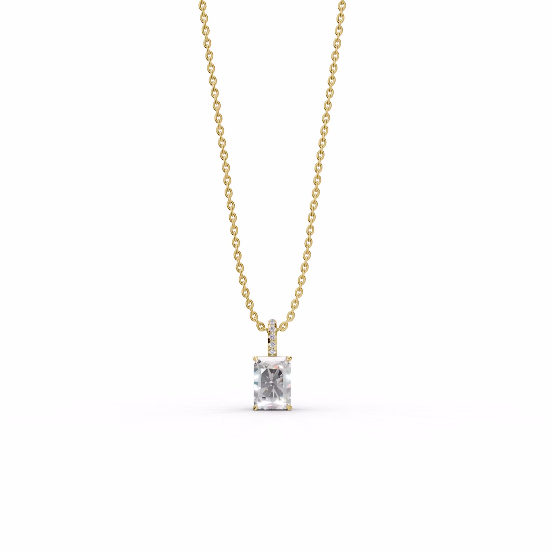 Exceptional Quality 2.05 Carat Diamonds set in 14k Yellow Gold 2.05ctw Radiant Cut Diamond Pendant with Pave Diamond Bail in 14k Yellow Gold (Main View)