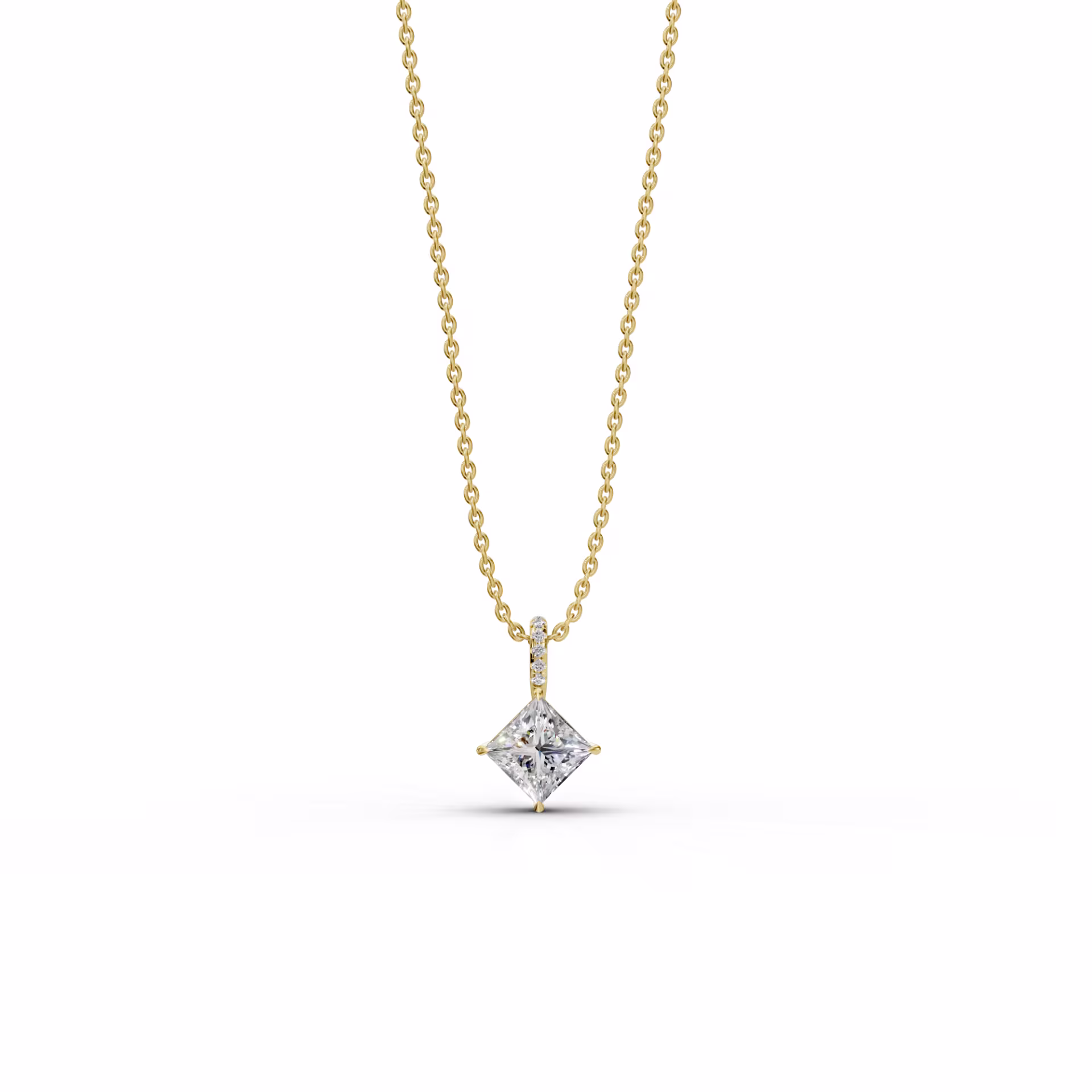 2.05 ctw Diamonds set in 14kt Yellow Gold 2.05ctw Princess Cut Diamond Pendant with Pave Diamond Bail in 14k Yellow Gold (Main View)