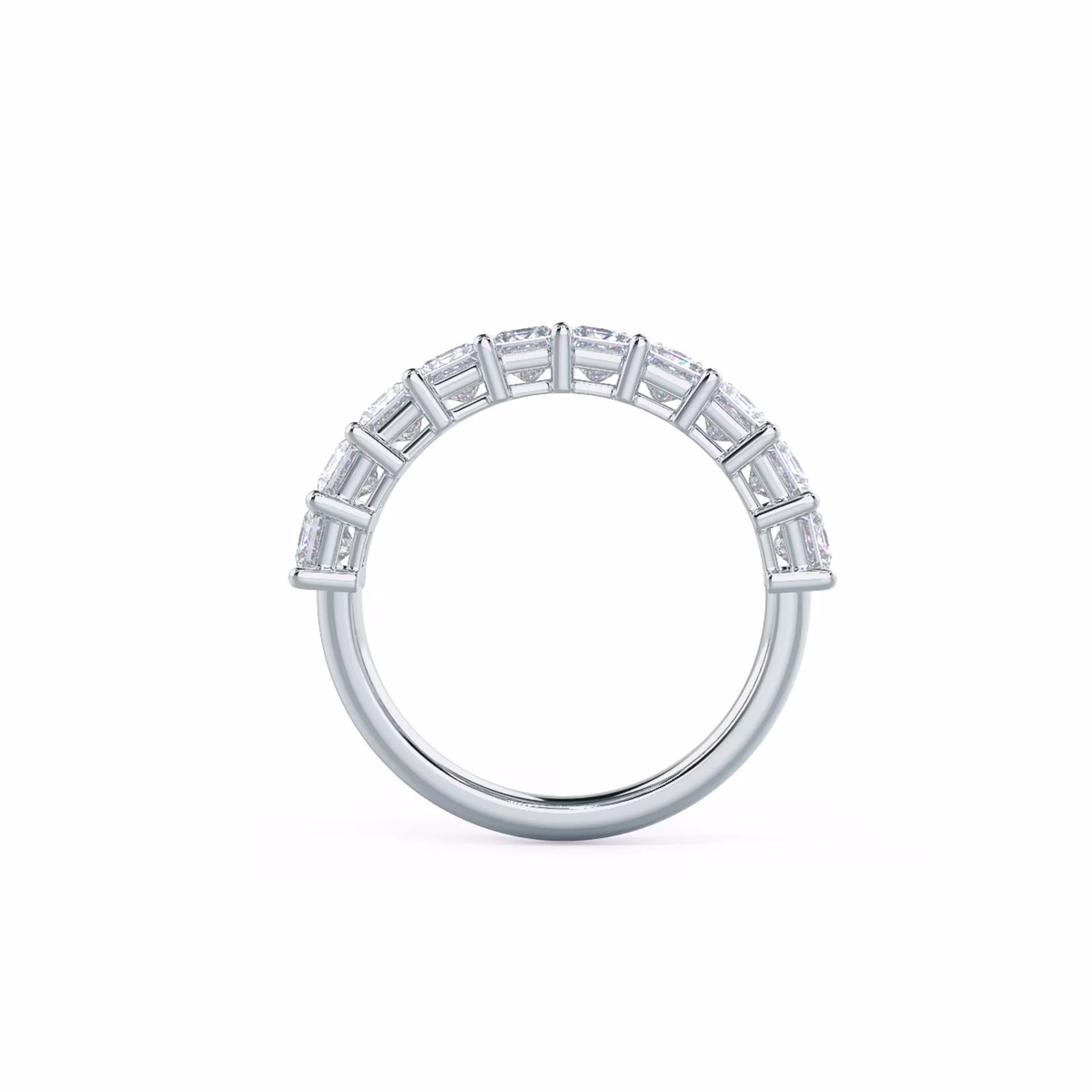 2.1 Carat Diamonds Princess Half Band in White Gold (Profile View)