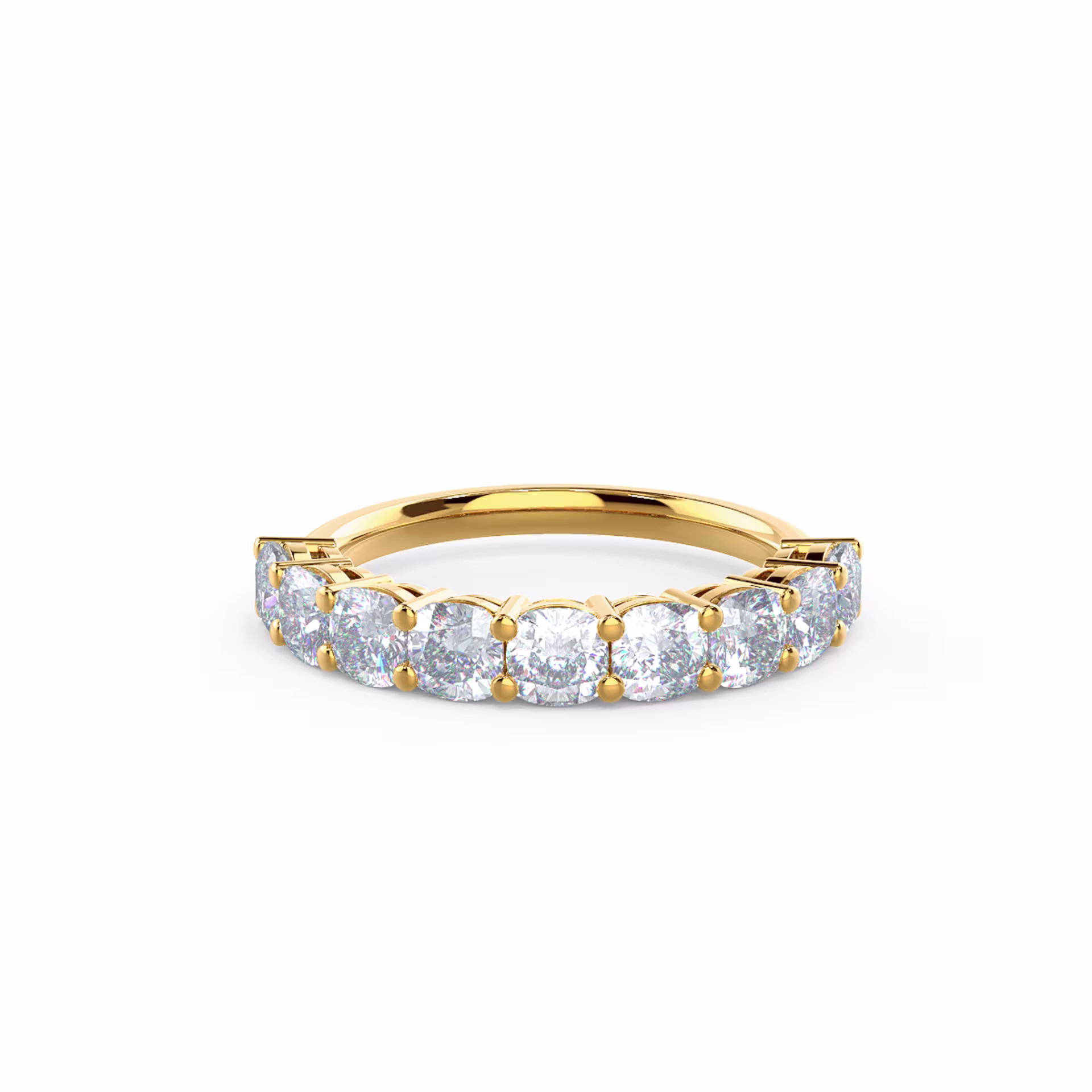 14k Yellow Gold Cushion Half Band featuring 2.25 Carat Lab Grown Diamonds (Main View)
