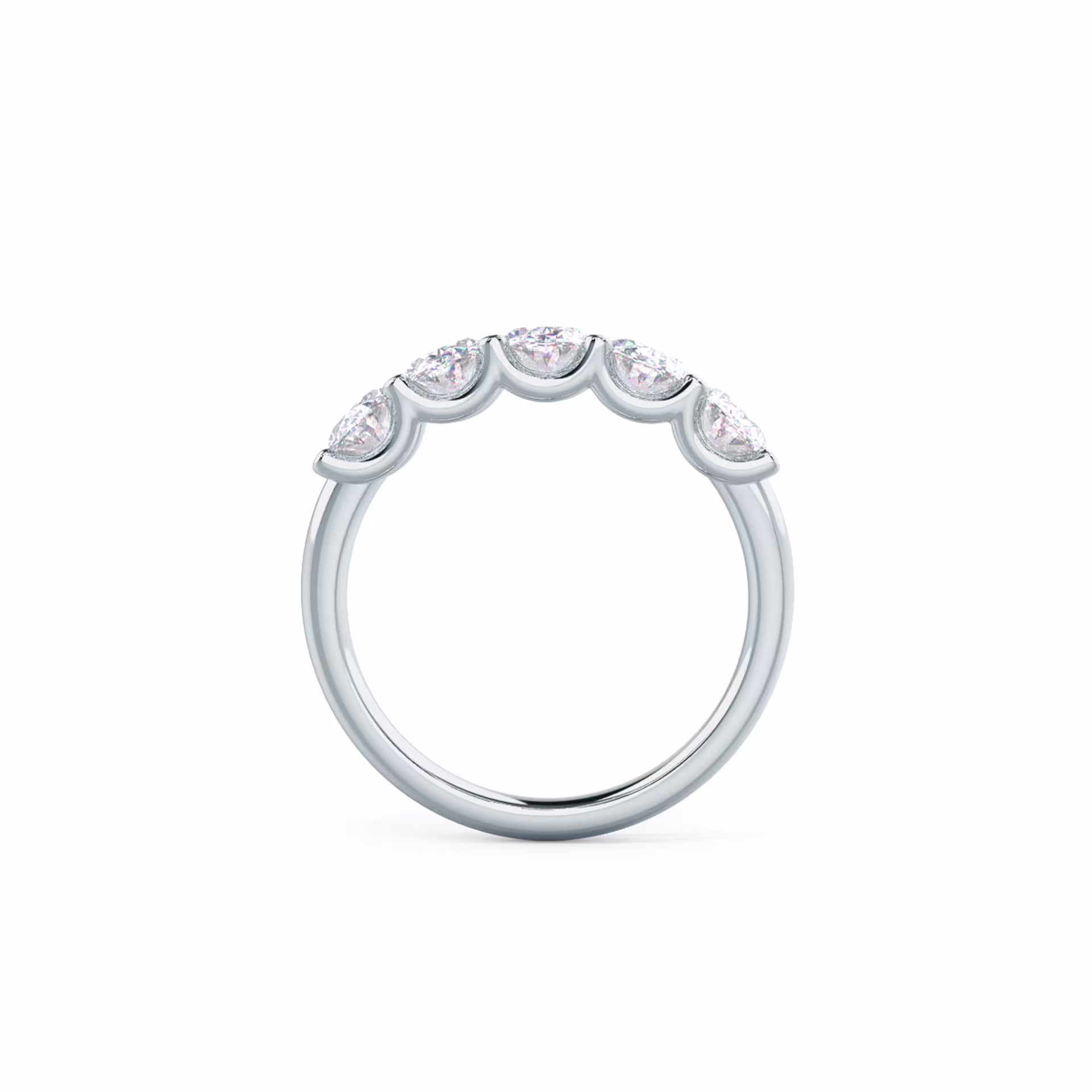 2.5 Carat Lab Diamonds Oval French U Five Stone in 18k White Gold (Profile View)