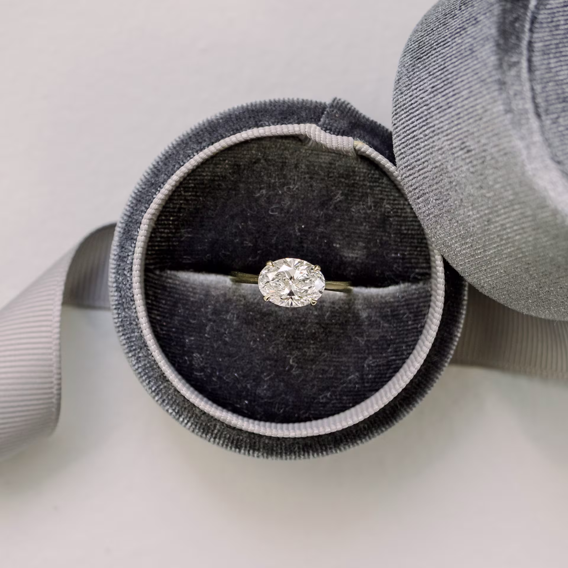 2.5 ctw Lab Diamonds set in 14kt Yellow Gold Oval East-West Solitaire (Main View)