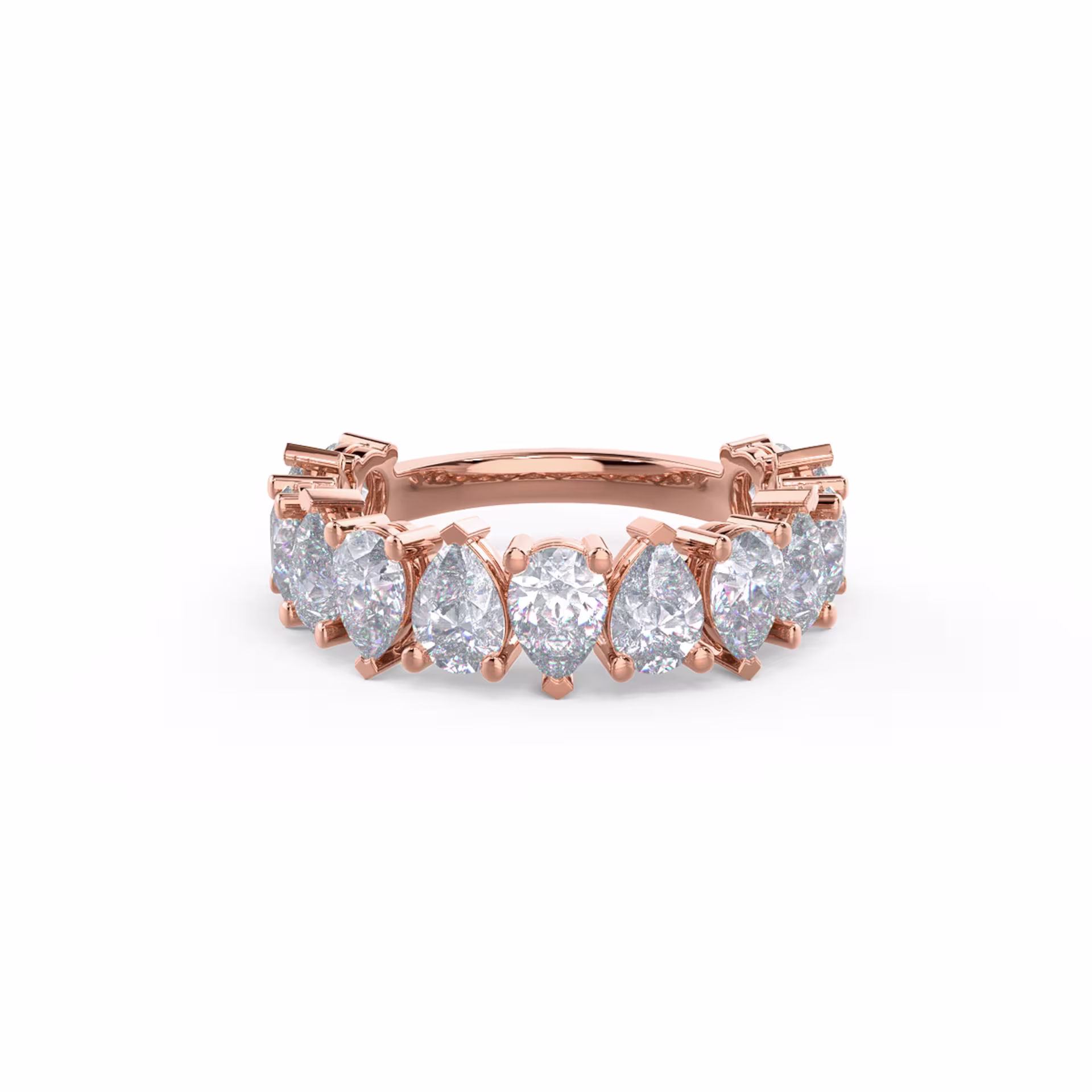 2.75 ctw Synthetic Diamonds Pear Alternating Three Quarter Band in 14k Rose Gold (Main View)
