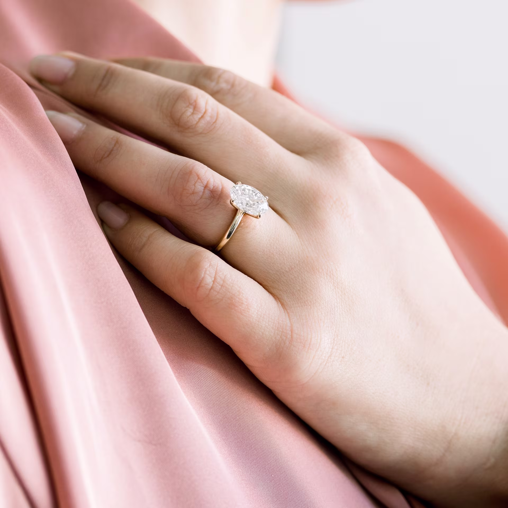 14k Yellow Gold Oval Classic Four Prong Solitaire Diamond Engagement Ring featuring 2.75 Carat Diamonds