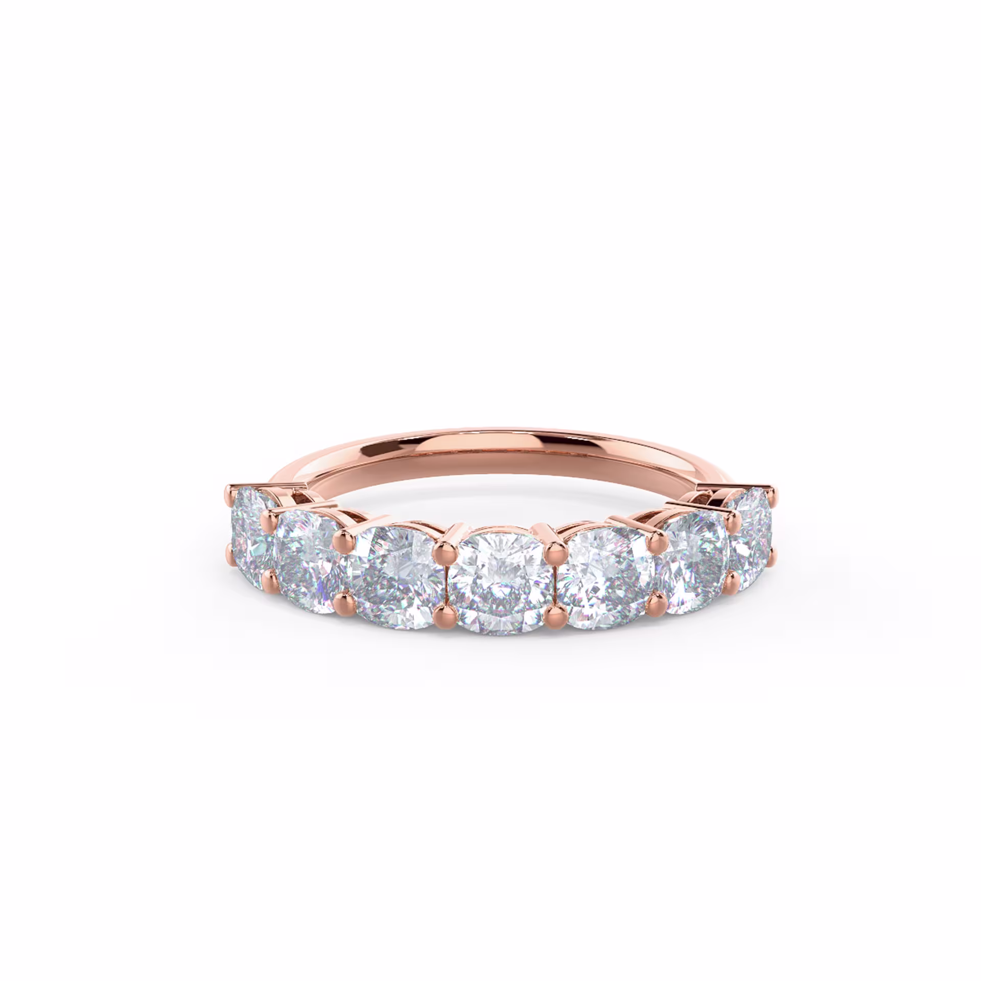 2.8 ct Lab Diamonds set in 14k Rose Gold Cushion Seven Stone (Main View)