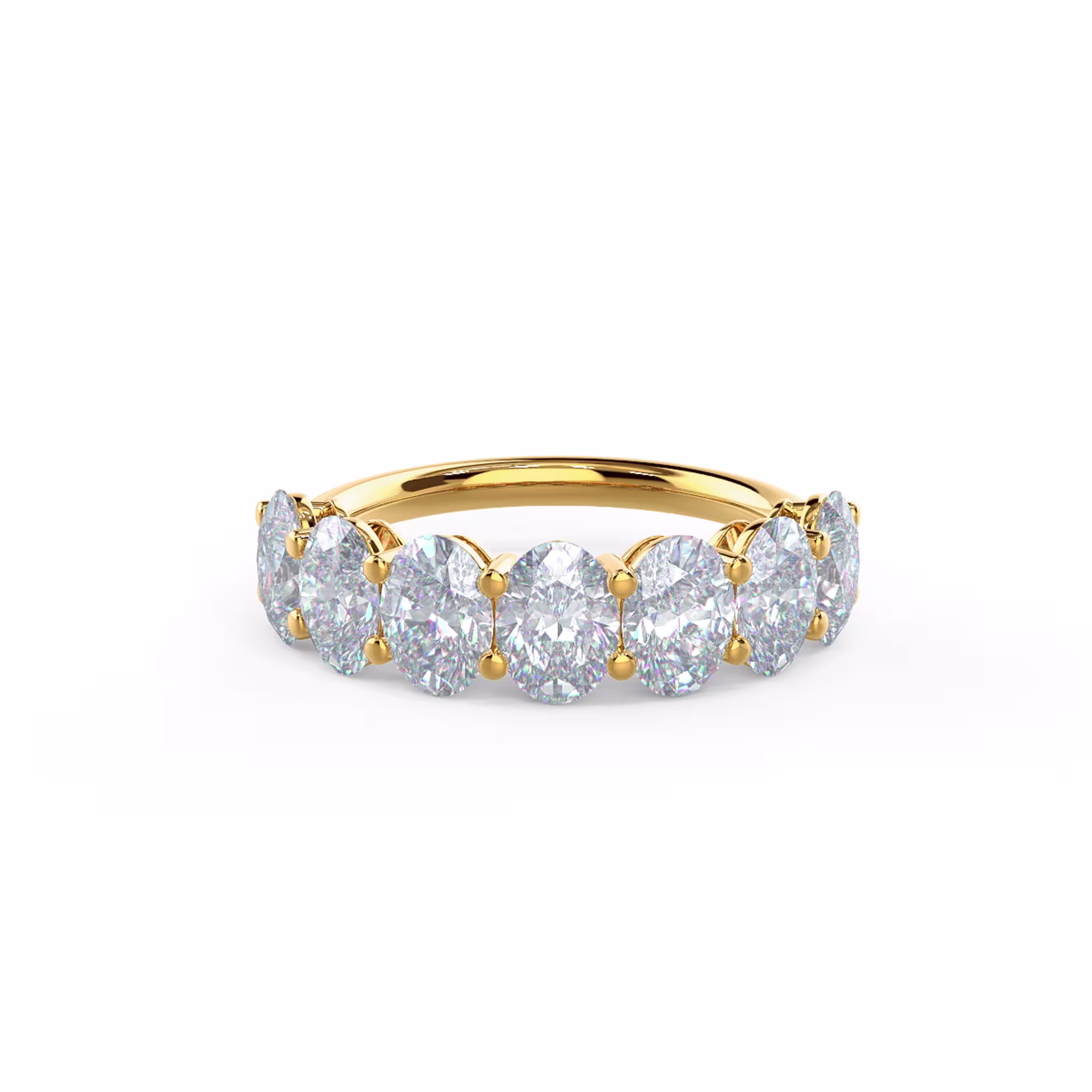 14k Yellow Gold Oval Basket Seven Stone featuring 2.8 Carat Lab Diamonds (Main View)