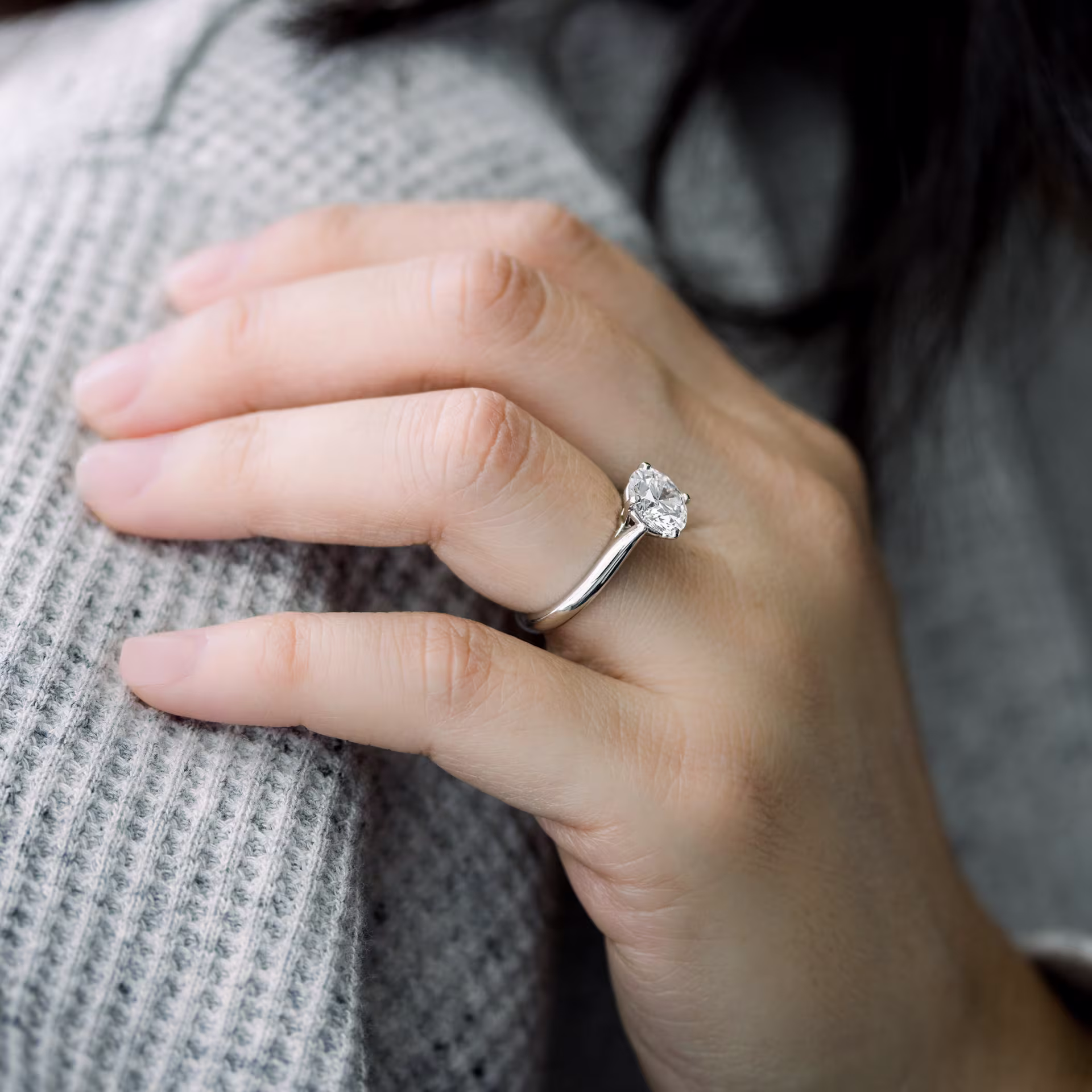 2.0 Carat Diamonds set in Platinum Round Cathedral Solitaire Diamond Engagement Ring (Side View)
