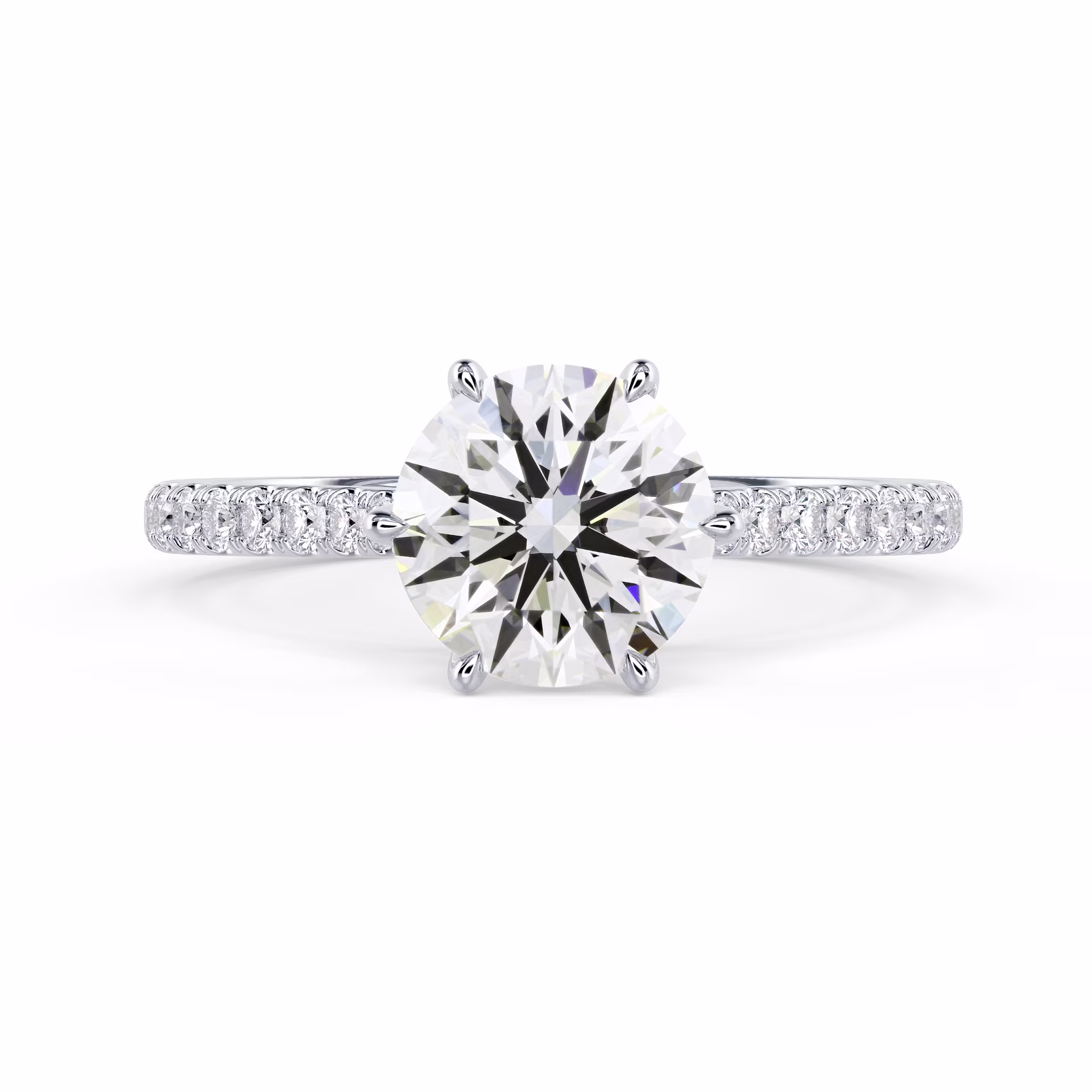 Diamonds set in White Gold Round Trellis Six Prong Pavé Setting (Main View)