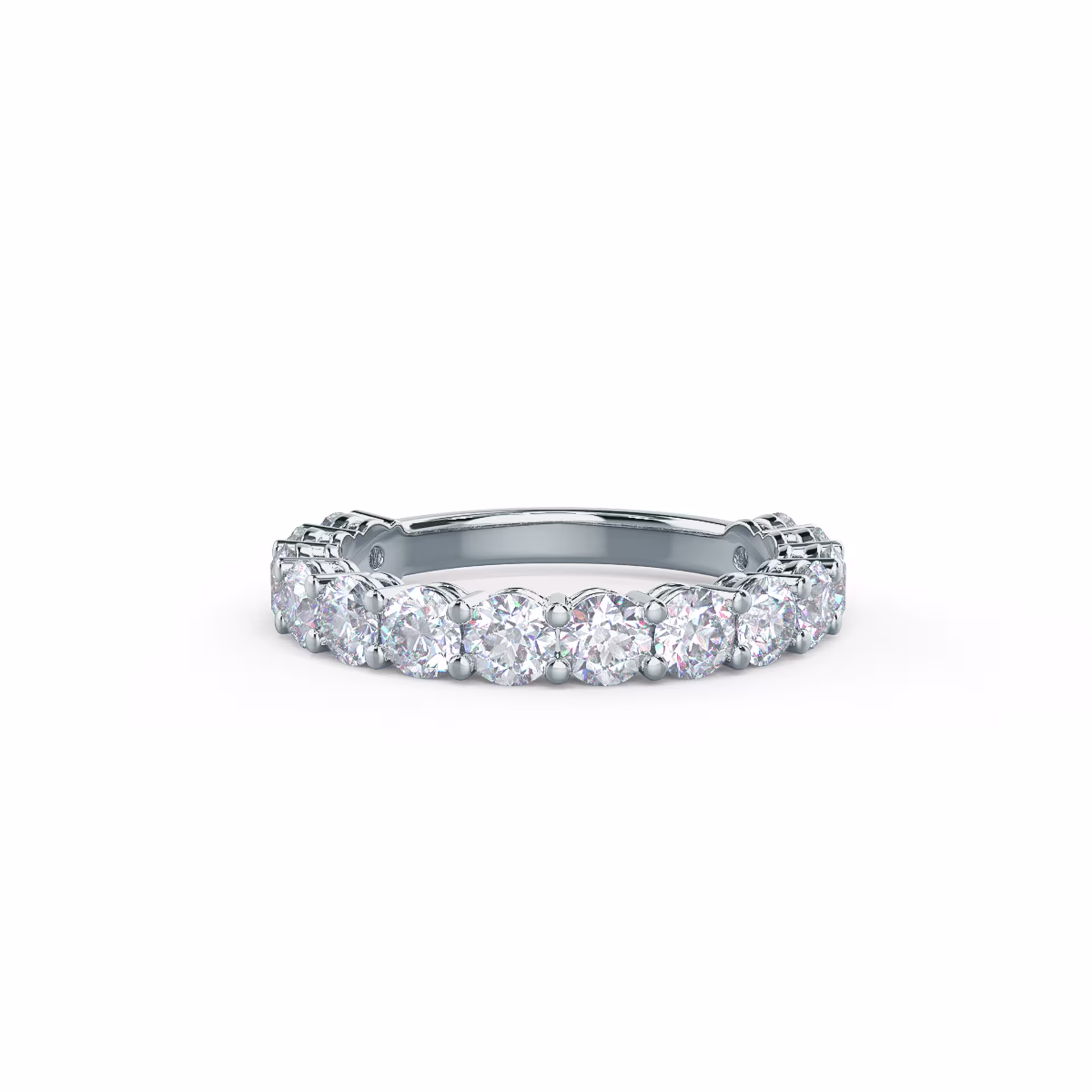 2.0 ctw Round Brilliant Lab Diamonds set in 18k White Gold Prong Set Three Quarter Band (Main View)