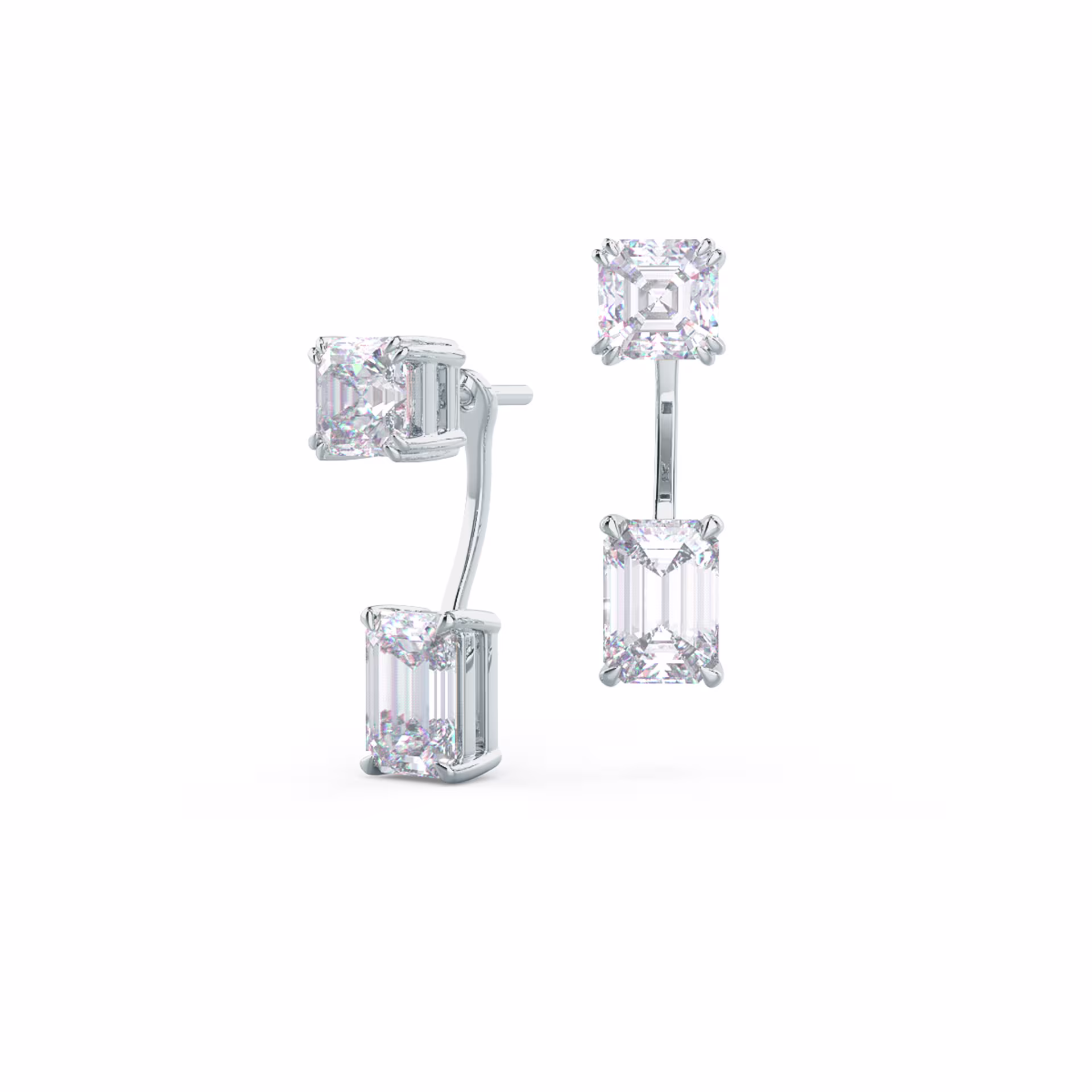 2.0 ct Lab Diamonds set in Emerald Cut Diamond Earring Jackets (Main View)