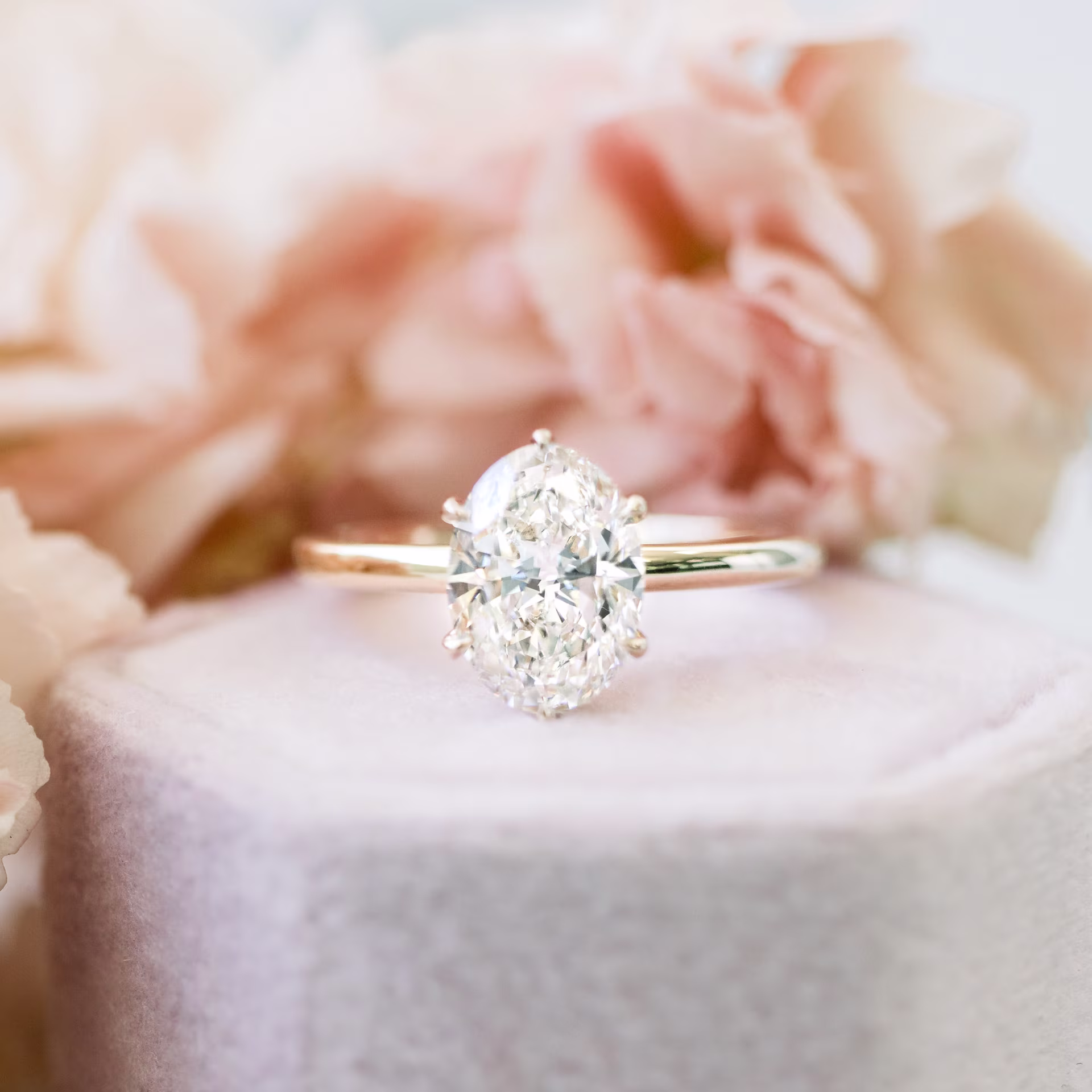 14k Yellow Gold 2 Carat Oval Six Prong Lab Created Diamond Solitaire Ada Diamonds Design AD-145 Macro