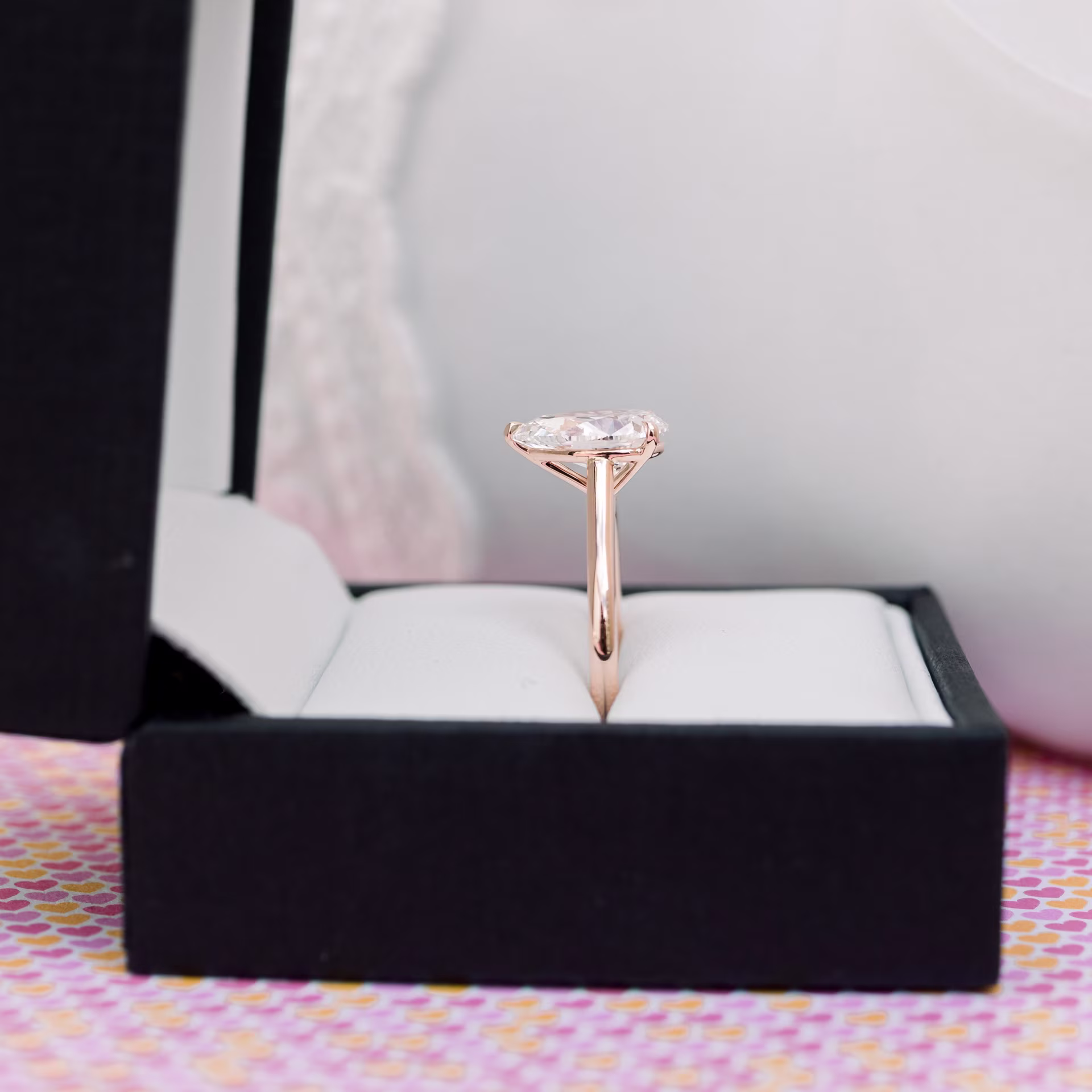 14k rose gold high profile 2 ct pear solitaire engagement ring ada diamonds design ad 339