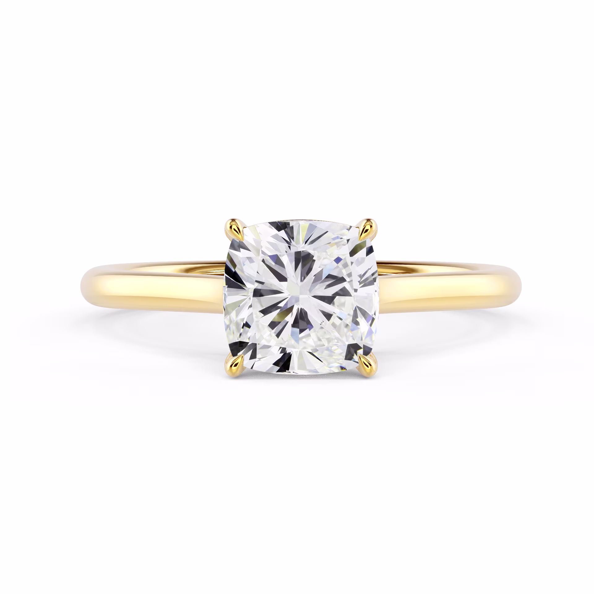 Diamonds Cushion Trellis Solitaire Diamond Engagement Ring in Yellow Gold (Main View)