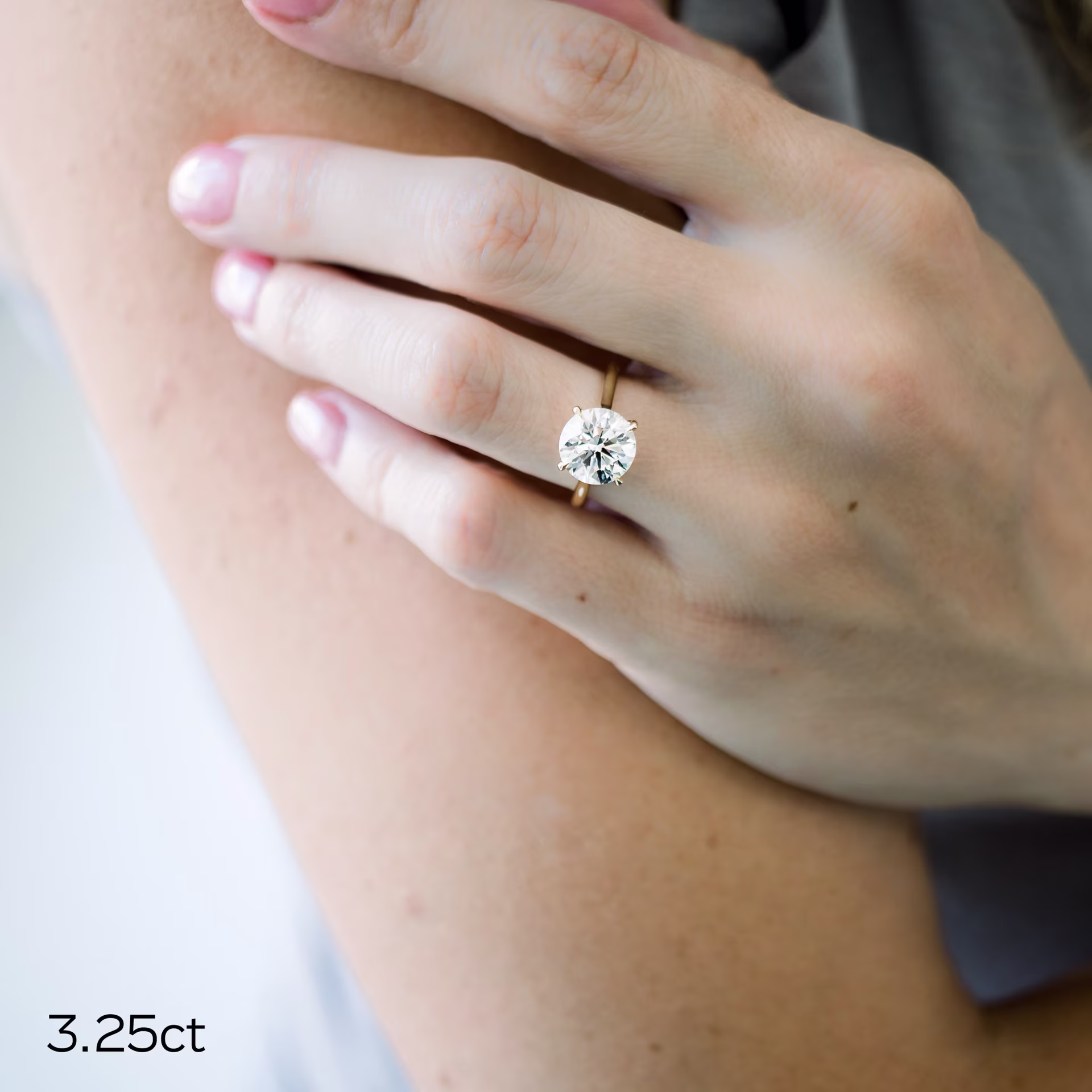 18k Yellow Gold Round Trellis Solitaire featuring 3.25 ct Lab Grown Diamonds (Main View)