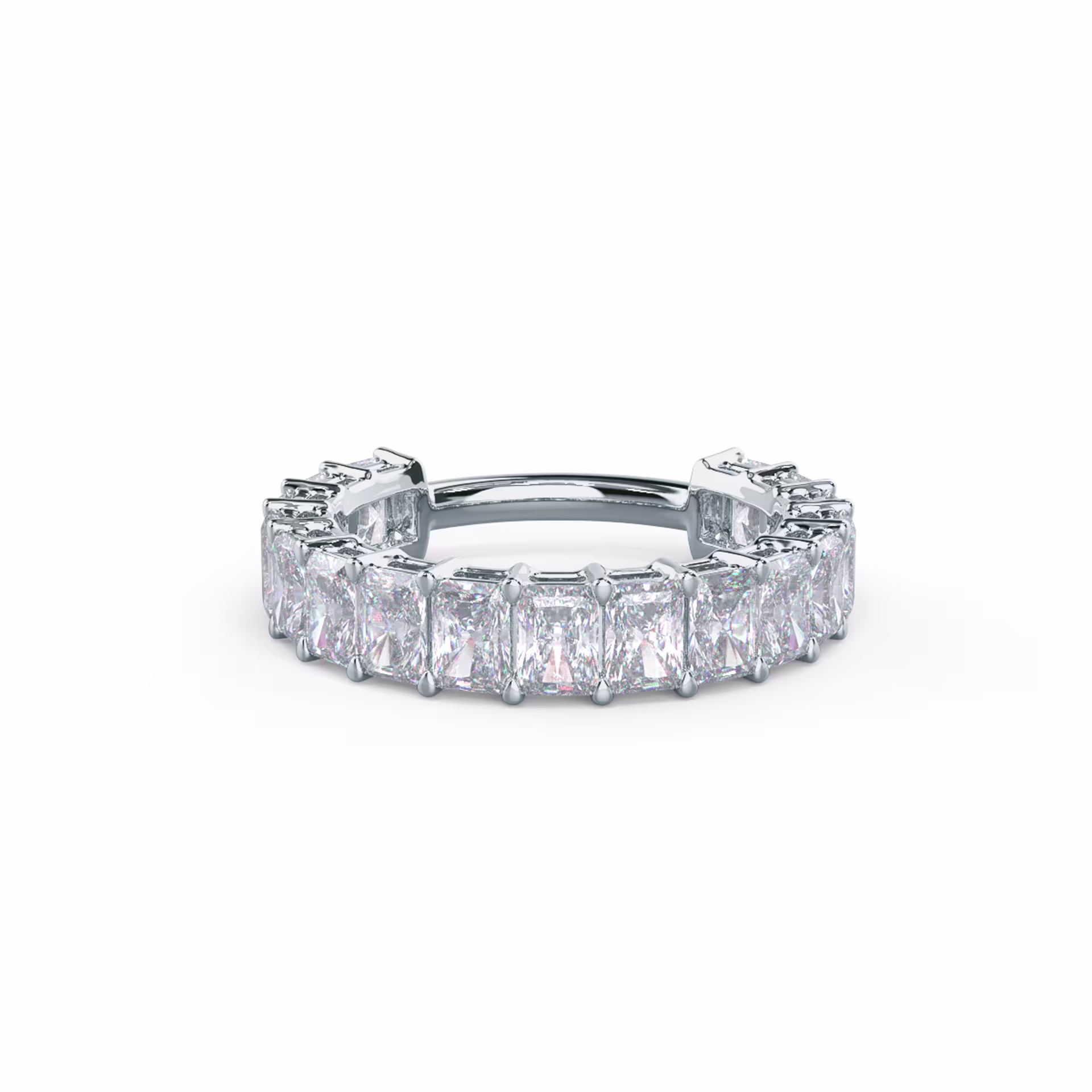 High Quality 3.5 ct Diamonds Radiant Three Quarter Band in 18k White Gold (Main View)