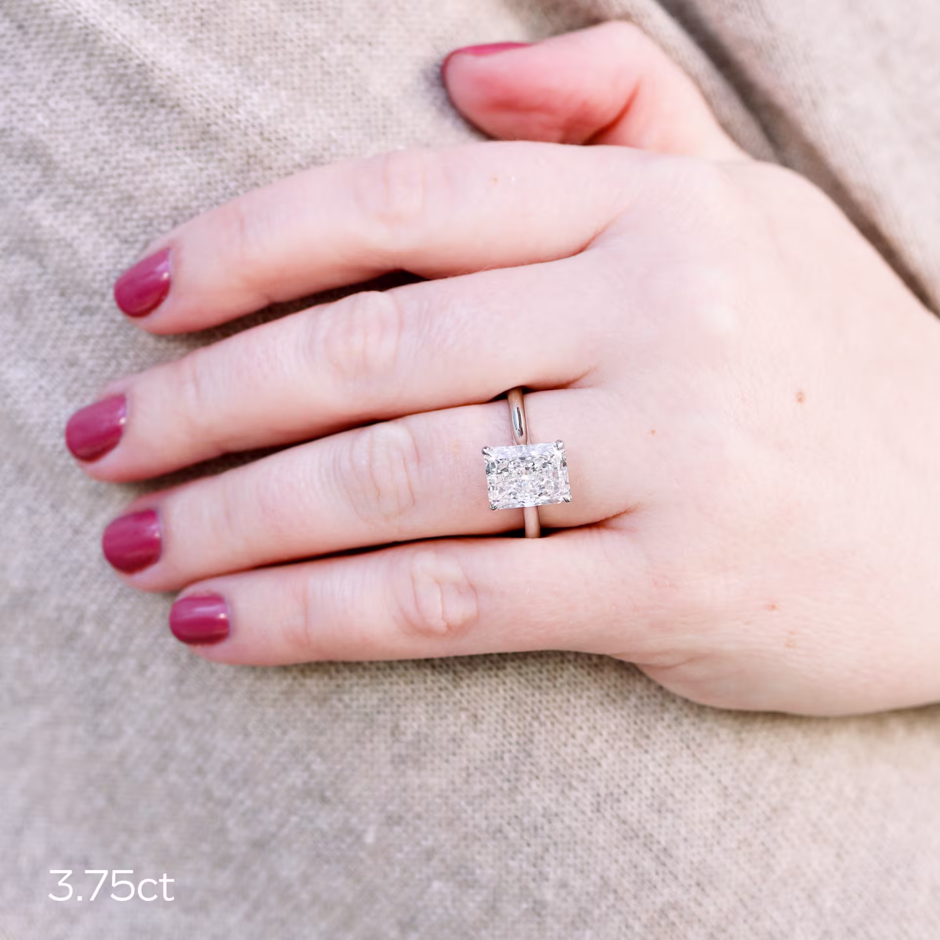 3.75 ctw Lab Diamonds Radiant Cathedral Solitaire in Platinum (Main View)