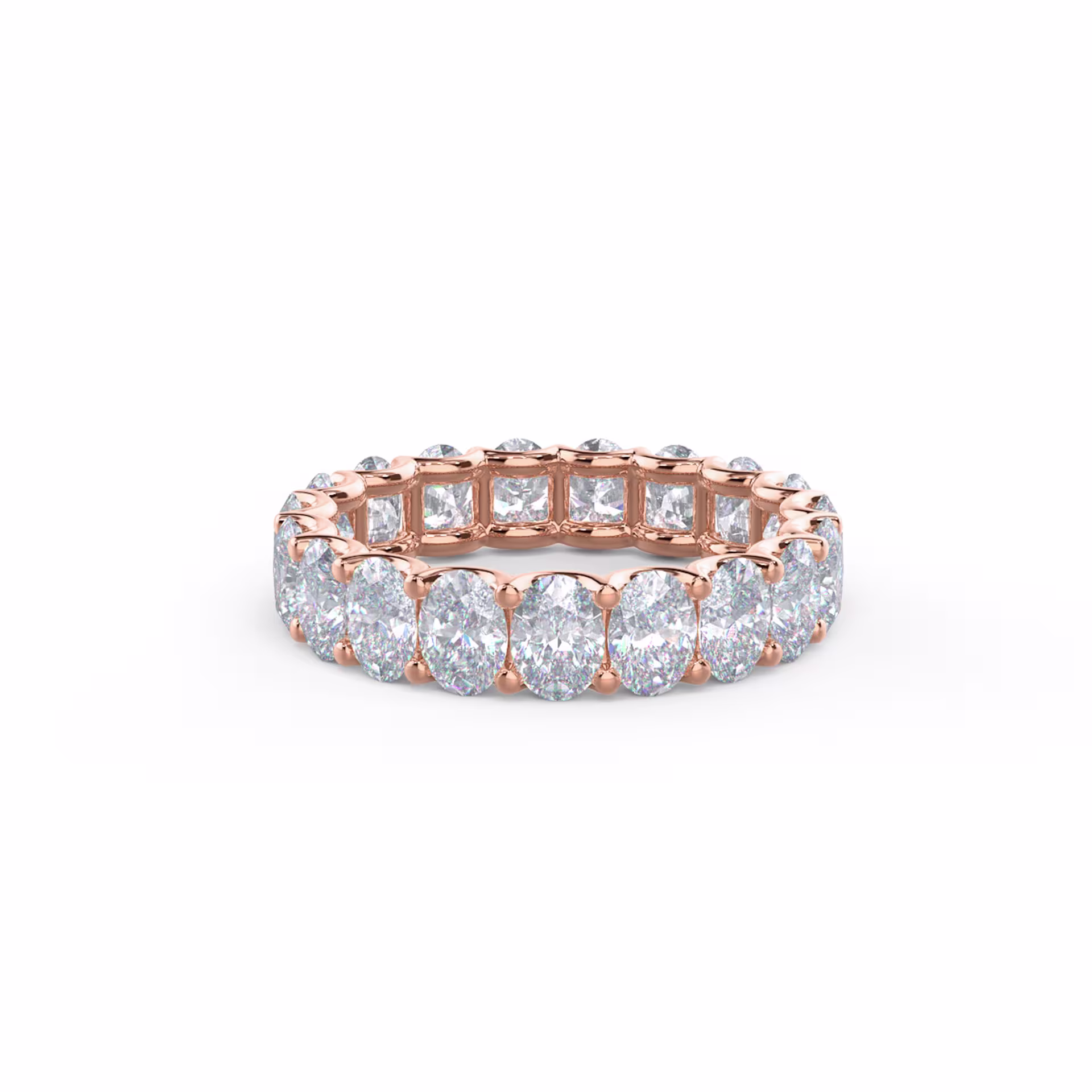 14k Rose Gold Oval French U Eternity Band featuring 3.8 ct Lab Diamonds (Main View)