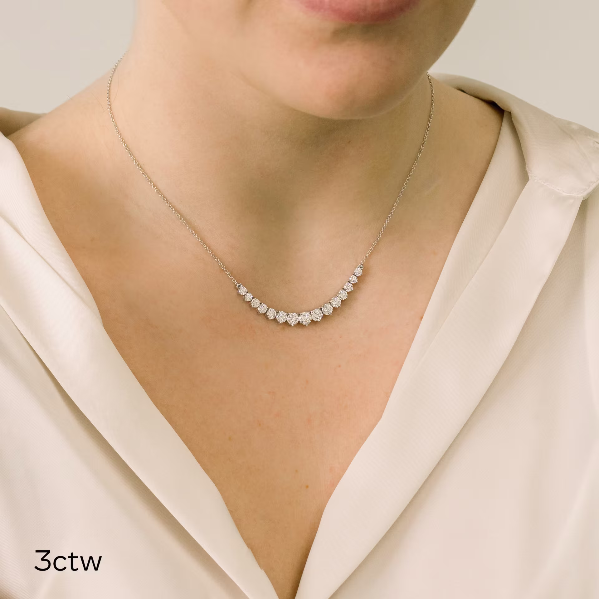 Exceptional Quality 3.0 Carat Round Brilliant Diamonds set in Platinum Mini Riviera Choker (Main View)