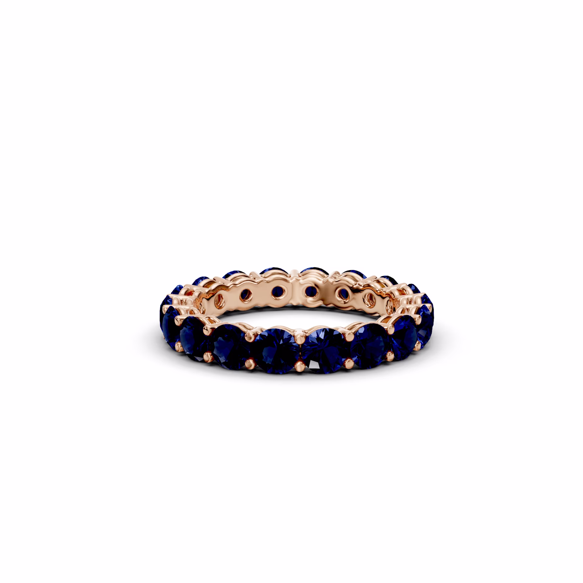 14k Rose Gold 3ctw Round Sapphire Prong Set Eternity Band(Main View)
