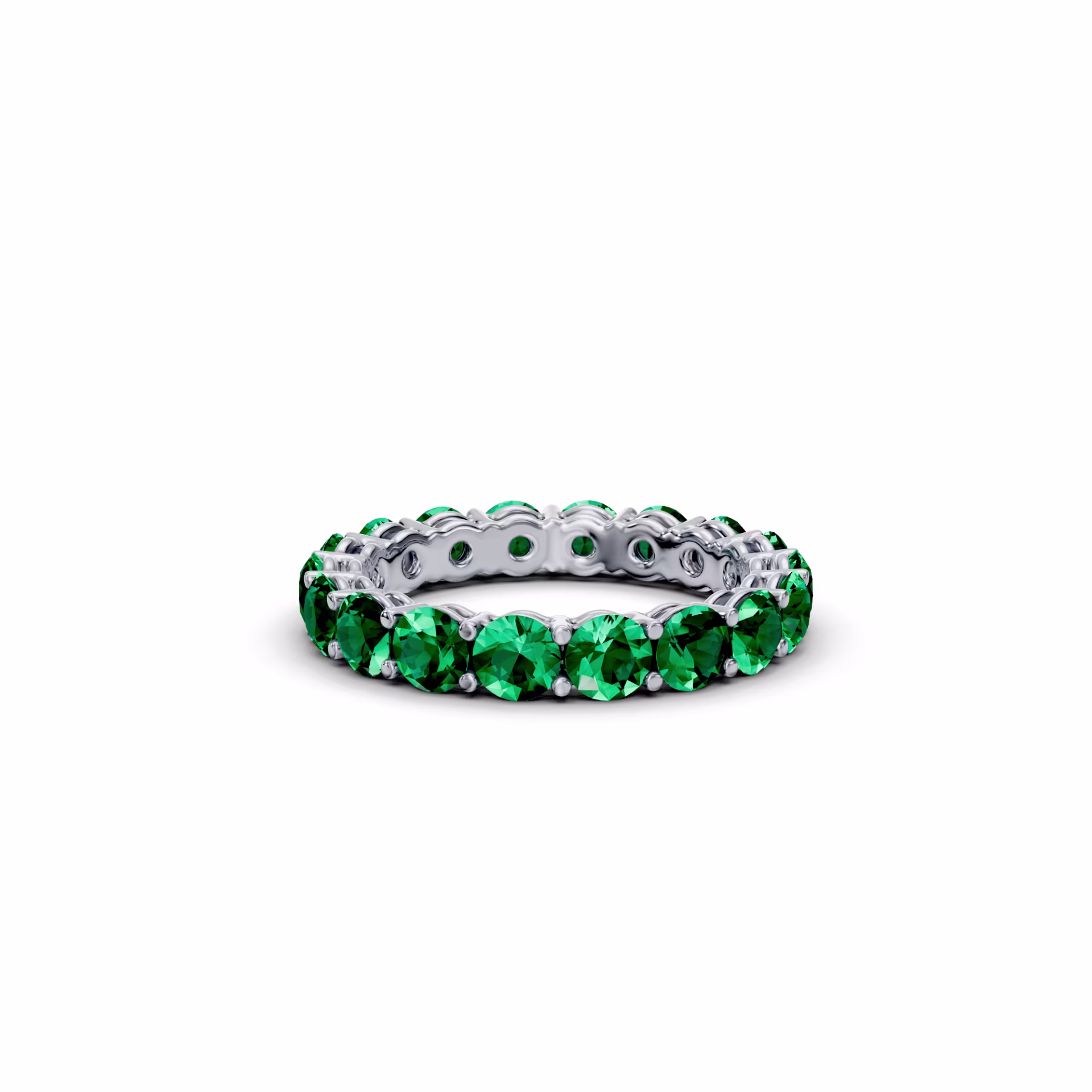3ct Platinum Emerald Prong Set Eternity Band (Main View)