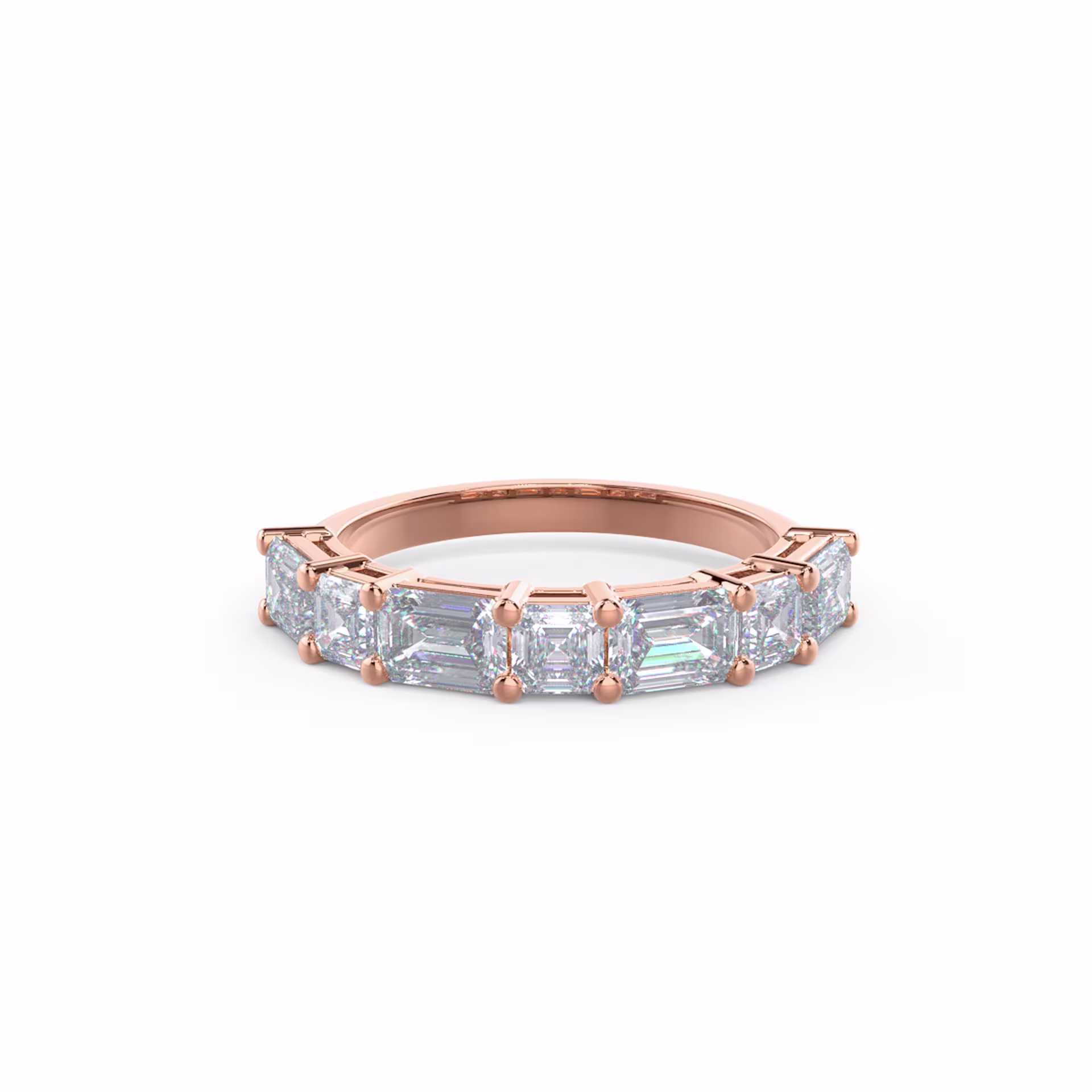 4.8 ctw Lab Diamonds set in 14 Karat Rose Gold Emerald and Asscher East-West Seven Stone (Main View)