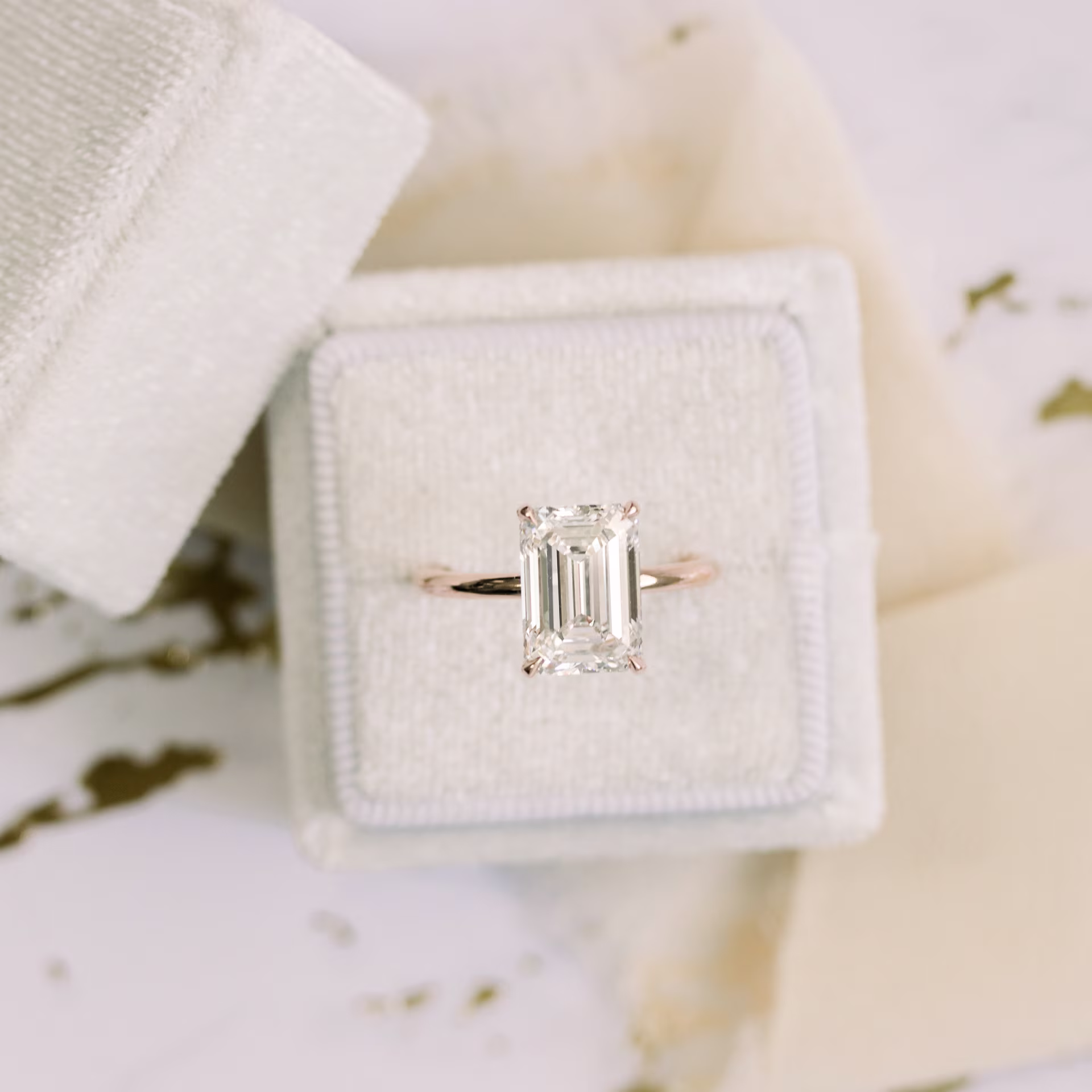 14k Rose Gold Four Carat Emerald Cut Lab Created Diamond Solitaire Ada Diamonds Design AD-235
