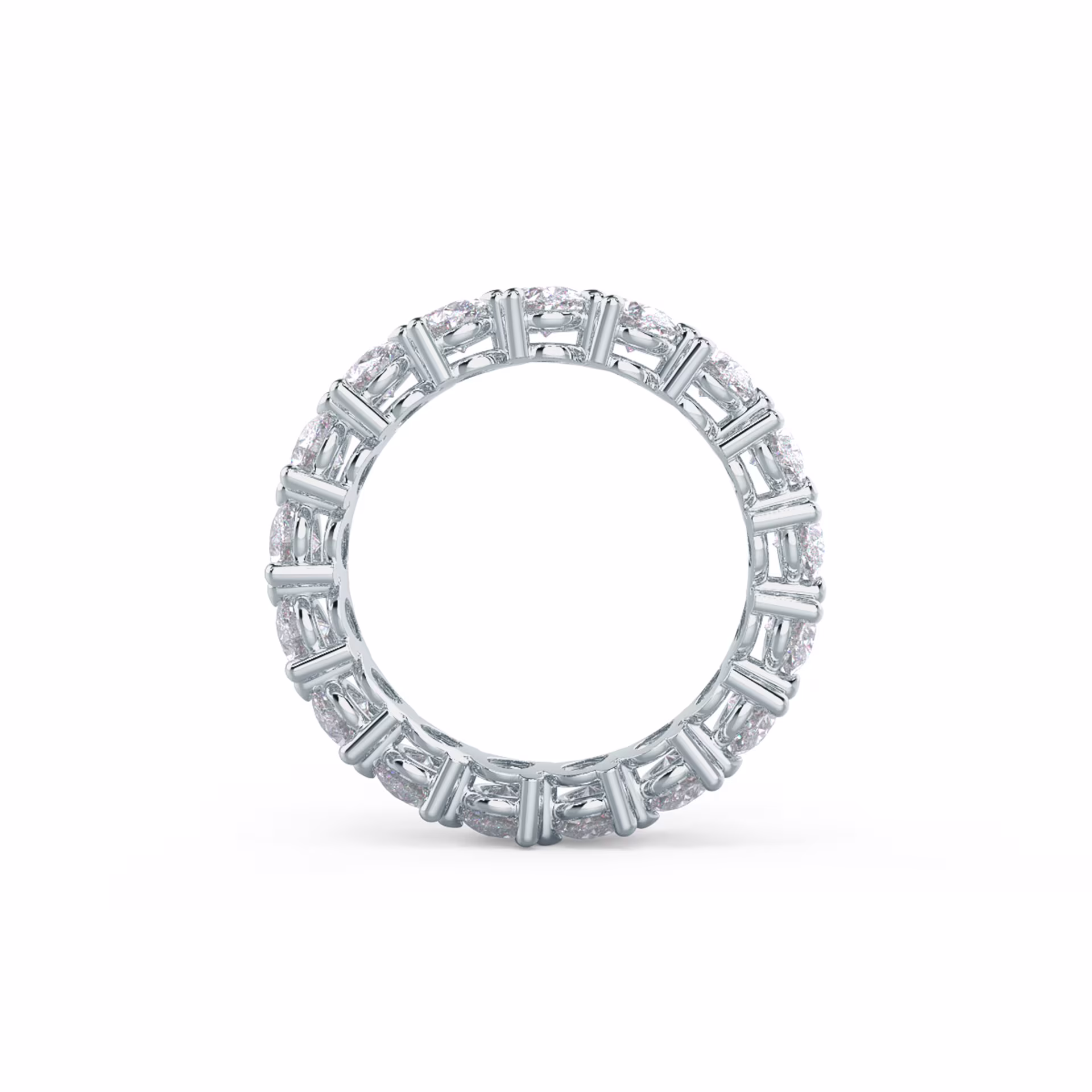 5.0 ctw Diamonds set in 18k White Gold Pear Angled Eternity Band (Profile View)
